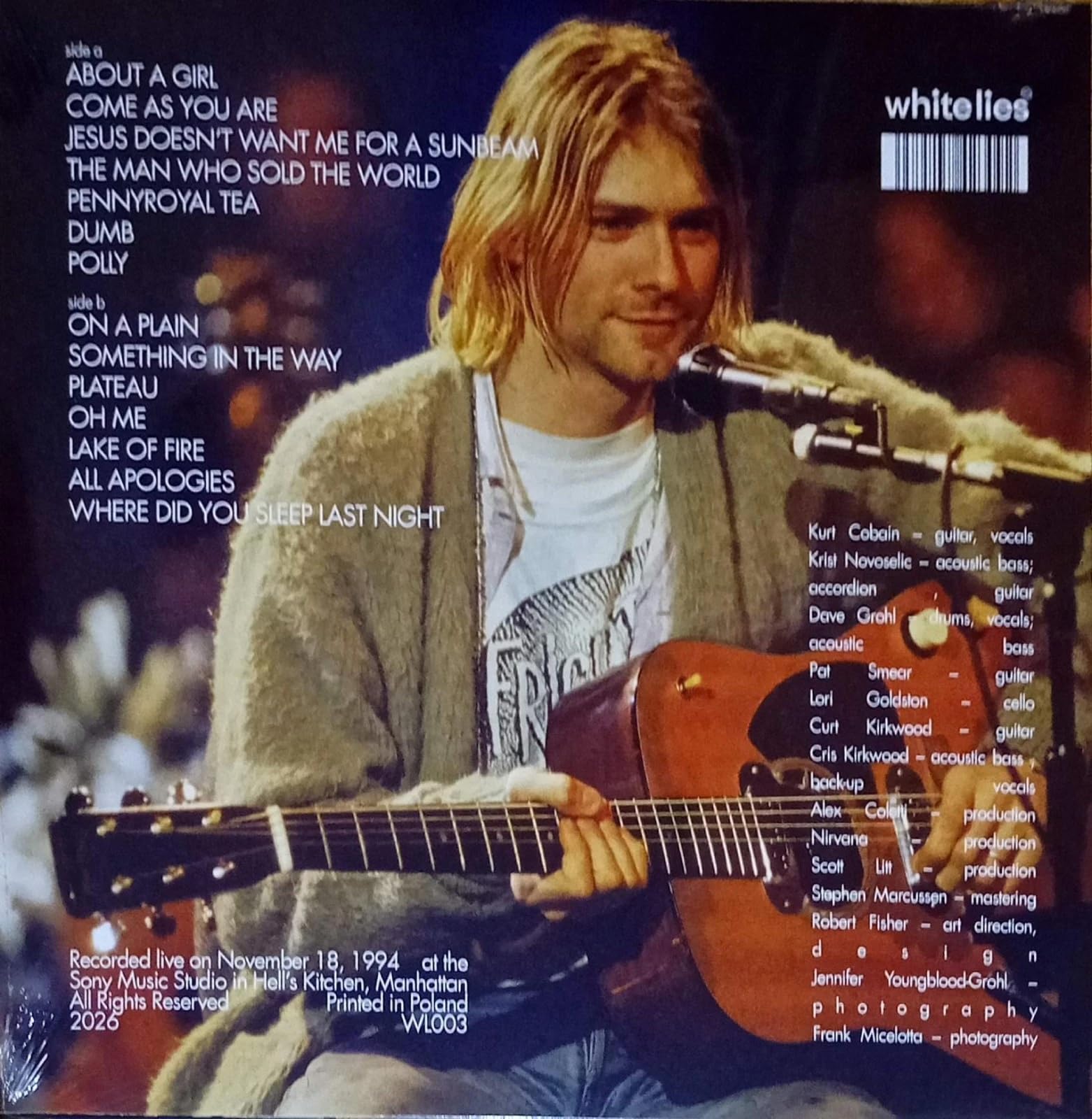 MTV Unplugged in New York, Vinile Live 1994, White Lies, Edizione Limitata