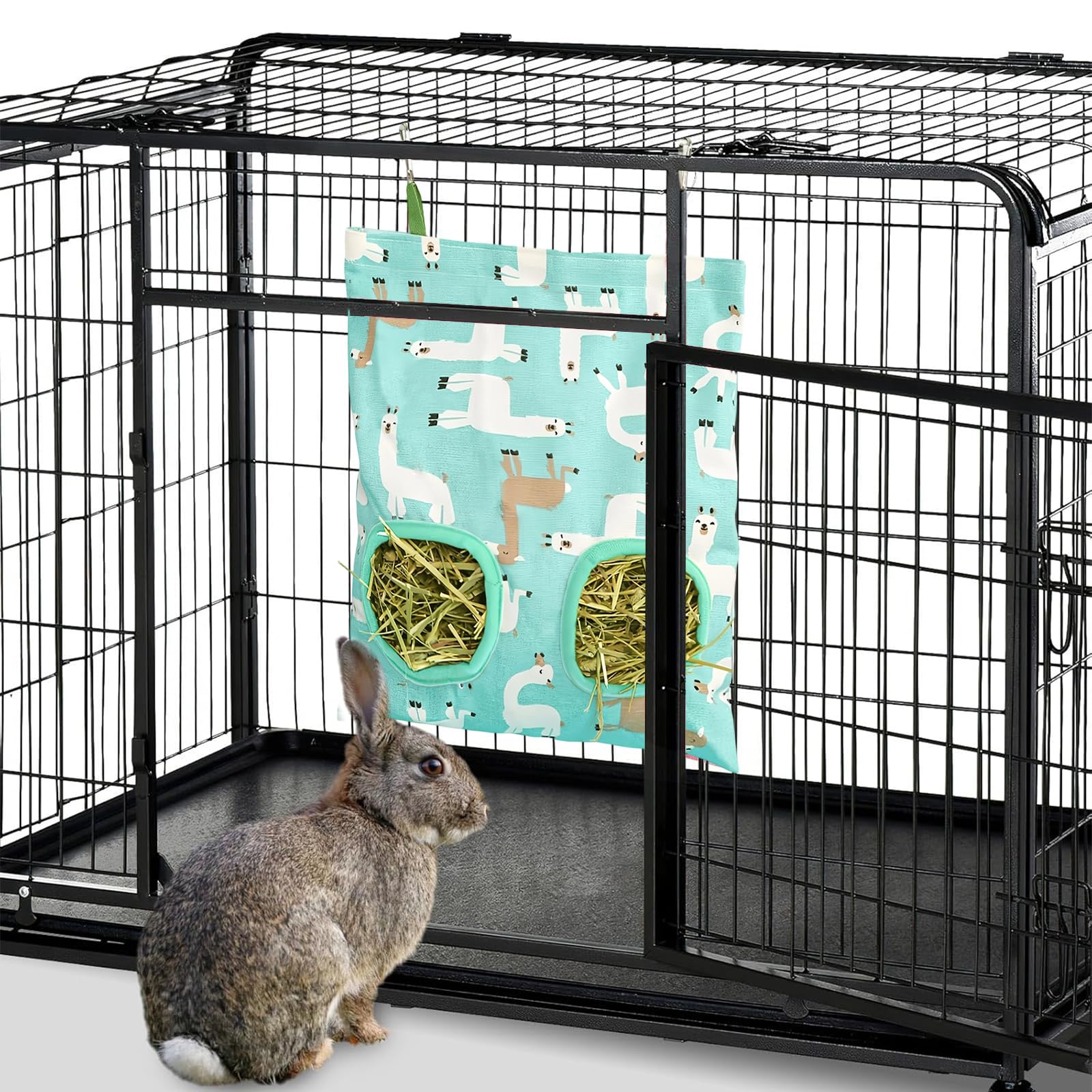 Sac à Foin pour Lapin, Sac de Foin Suspendus Animaux Supports de Stockage avec 2 Trous pour Chinchilla, Cochon d'Inde et Taupe
