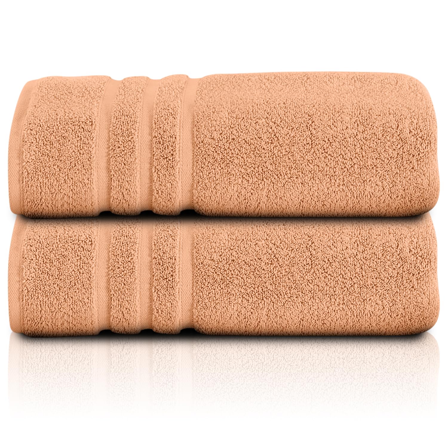 GC GAVENO CAVAILIA Large Bath Sheet (100x180 Cm) - 100% Egyptian Cotton Extra Large Towels Jumbo Bath Sheet - 2 Pack Highly Absorbent Towel Set - Hotel Quality Big Towels, Peach