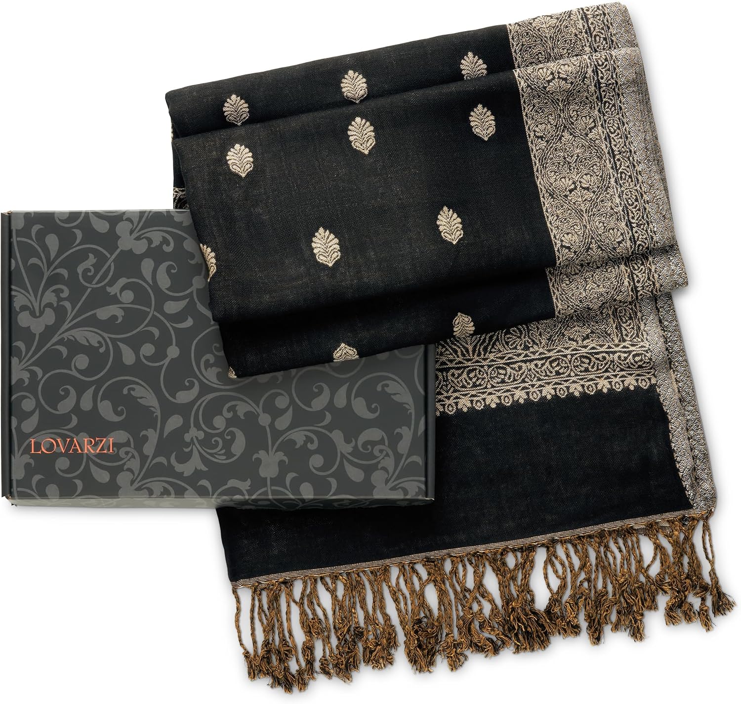 Écharpe Noir femme - Pashmina Chale Femme Chic et Elegant - Cheche Femme en Coffret Cadeau - L'Écharpe