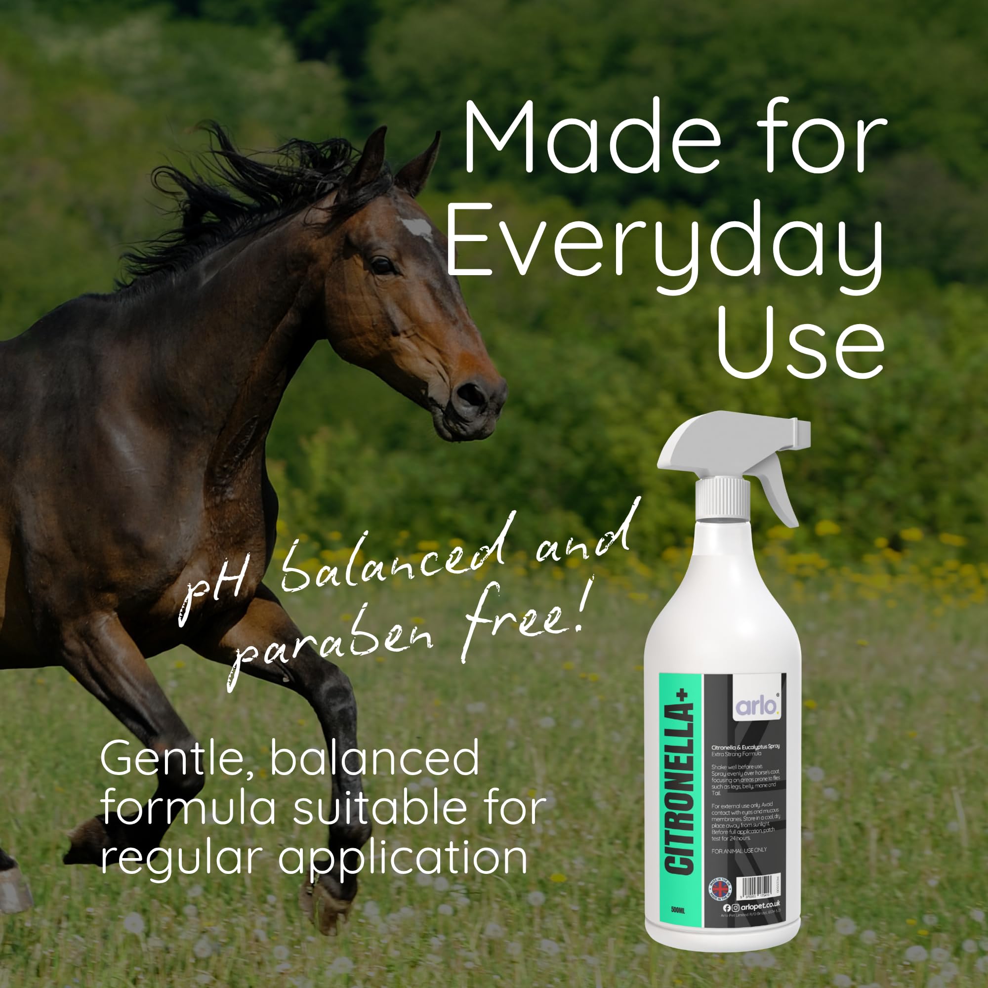 Citronella+ Fly Spray for Horses 500ml – Powerful Insect Protection | Long-Lasting Coat Spray for Horses & Ponies | Fast-Acting & Easy to Use | Summer Horse Care Essential — view 8
