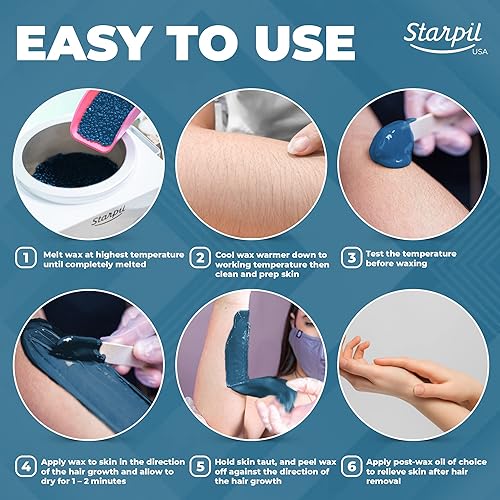 Miniatura 2 de Starpil Cera de 35.27 oz  2.2 libras de perlas de cera dura azul para depilación, recambio de granos de cera sin tachuelas para calentador de ollas