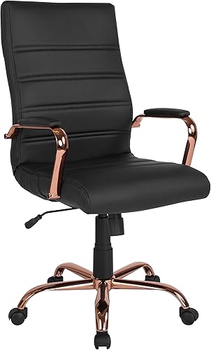 Miniatura 20 de Flash Furniture Whitney - Silla de escritorio giratoria de LeatherSoft con respaldo alto con asiento acolchado y reposabrazos, silla de oficina de