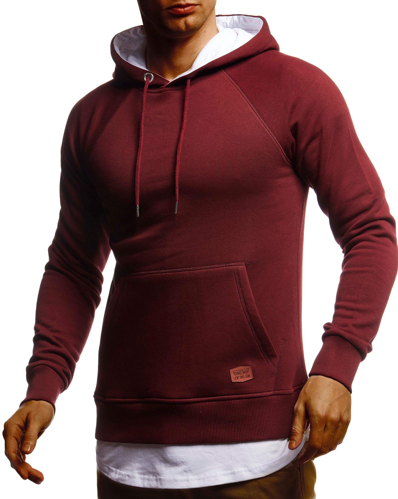 Leif Nelson LN8125 Men's Hoodie, Slim Fit, Cotton Content, Modern Hoodie / Sweatshirt, Long-Sleeved Sweater Shirt with Hood, Black / White