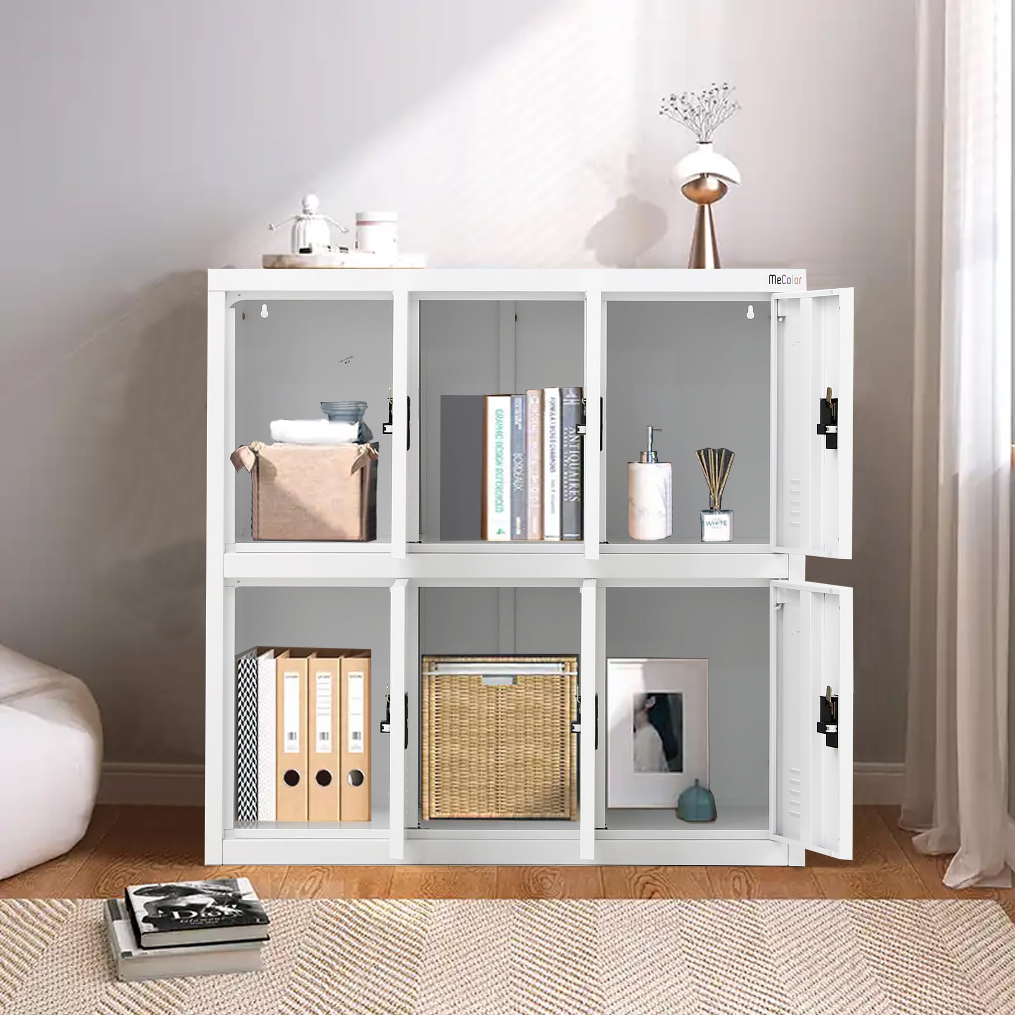 MECOLOR Kleiner Schrank mit 4,6 und 9 Türen für Mitarbeiter oder Büropersonal aus Metall für Zuhause, Supermärkte, Fitnessstudios, Einkaufszentren für Dokumente, Stoffe, Taschen