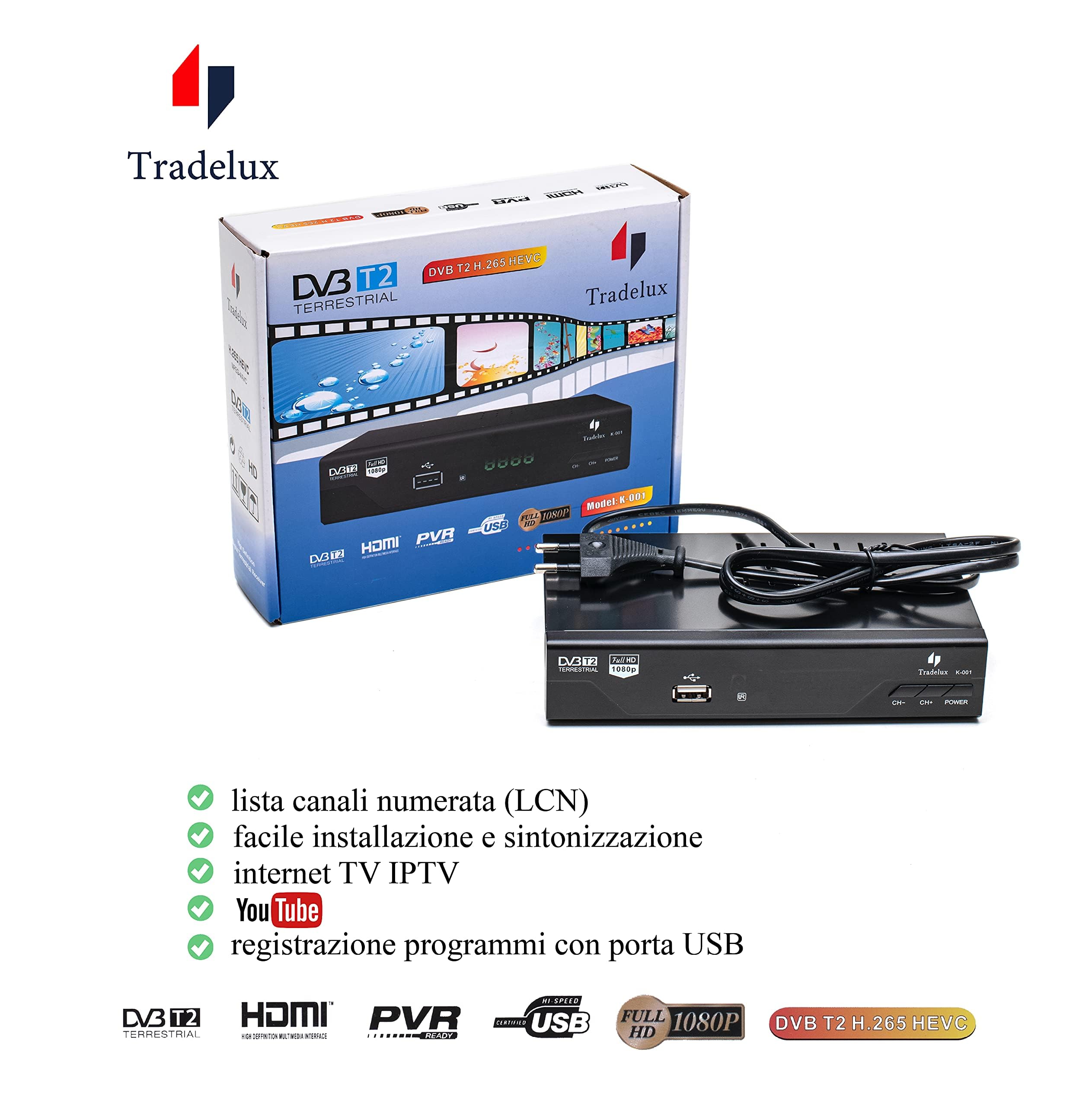 Decoder Dvb T2 Ricevitore Digitale Terrestre 2024 Mpeg 4 Full Hd 1080p Hevc H265 Main 10 10 Bit Lista Canali Numerata Registrazione Usb Telecomando Solidale 2 In 1 Leggete Le informazioni