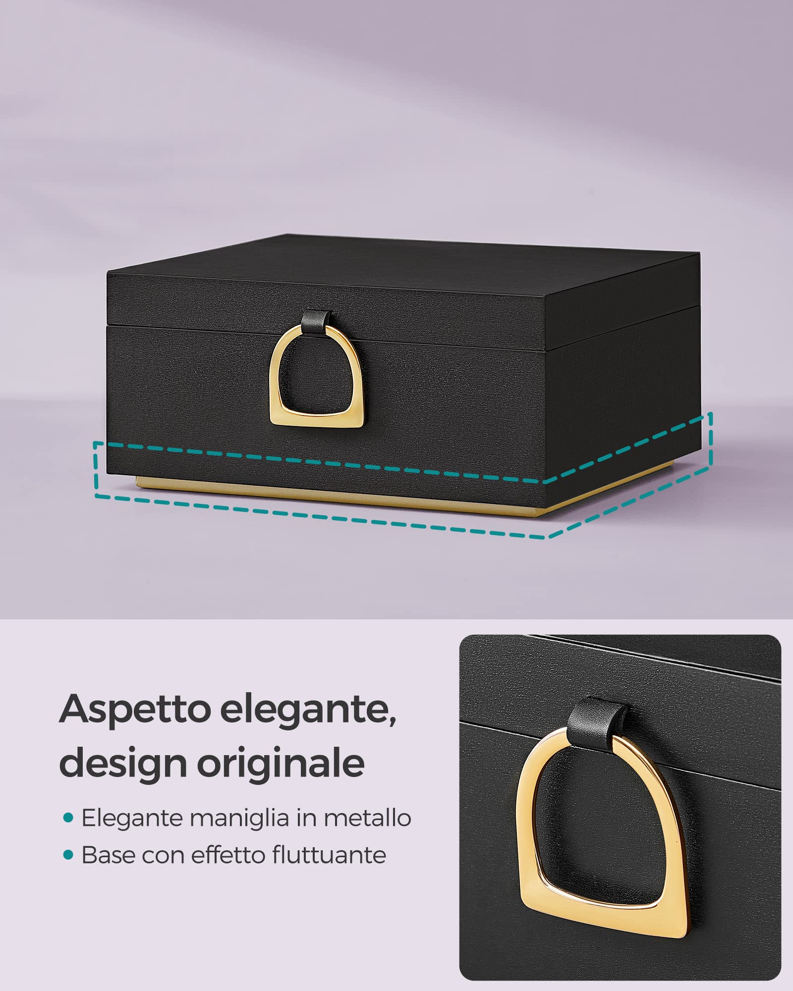 Scatola Portagioie SONGMICS A 2 Livelli - Con Effetto Fluttuante, Bianco E Oro, Ideale Per Regalo