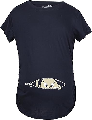 Miniatura 2 de Remera para futura mamá, con diseño simpático de bebé asomándose. Remera simpática para futura mamá.