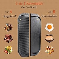 Vista 3 de Z GRILLS Plancha de hierro fundido 2 en 1 reversible para parrilla de 19.3 pulgadas, placa ligeramente pre-sazonada con lados altos, plancha
