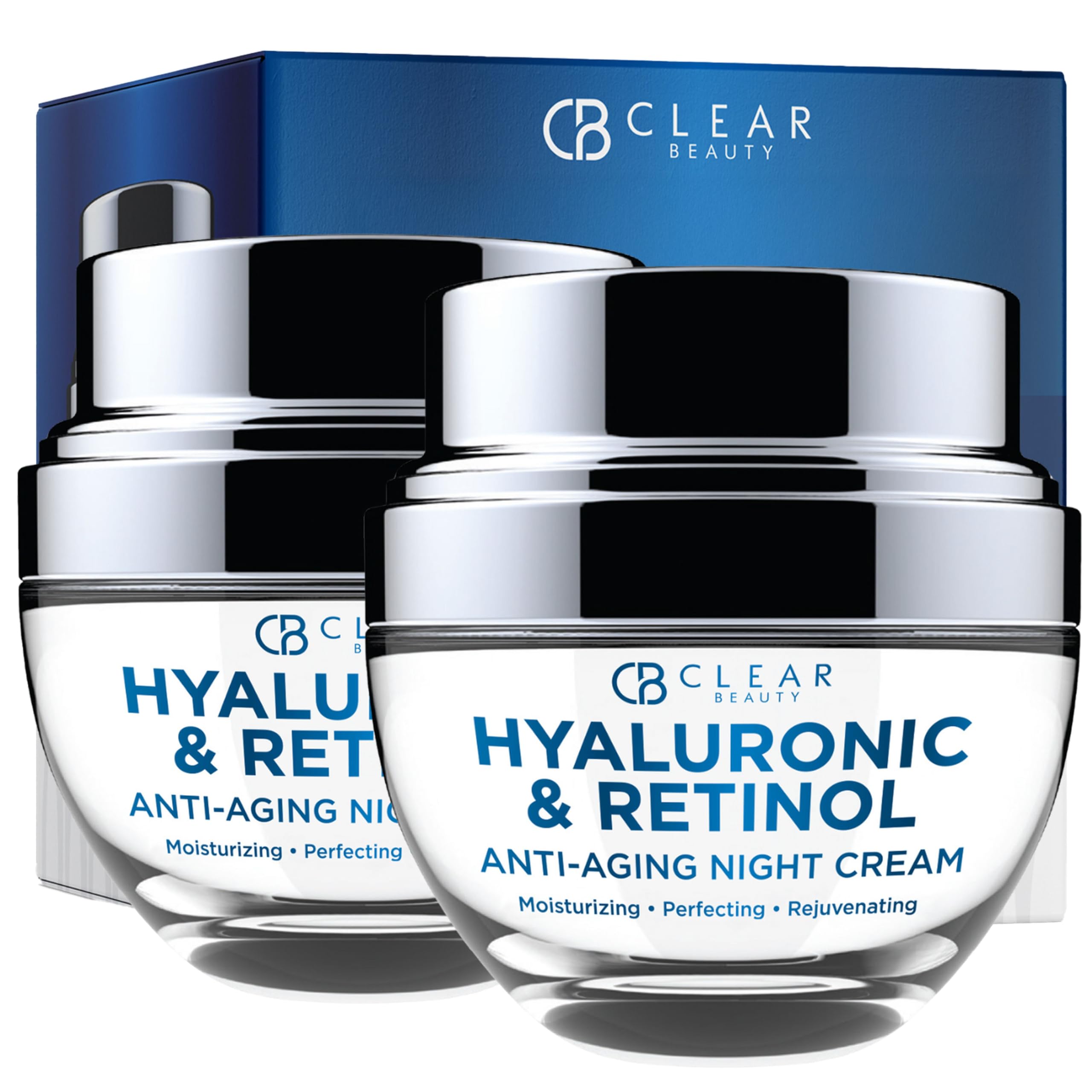 Hyaluronic Acid & Retinol Day/Night Moisturizer Set - Dermatologist Tested, Anti-Aging, Hydrating Fine Lines & Wrinkles, Clean Beauty, Cruelty-Free Korean Skin Care - 1.69oz (2 Pack)