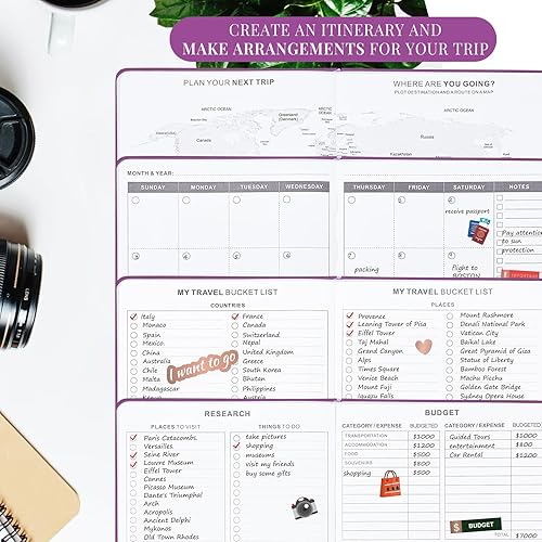 Miniatura 3 de Diario de viaje, planificador de vacaciones con lista de embalaje, planificador de viaje de tamaño grande (7 x 10 pulgadas), libro de aventuras para