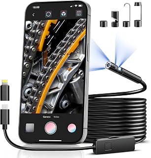 [Dual-Lens] Borescope,Endoscope Camera with Light,1920P Inspection Camera with 8+1 Adjustable LED Lights, 16.5ft Semi-Rigid Cable Snake Endoscope for iPhone, iPad, Samsung