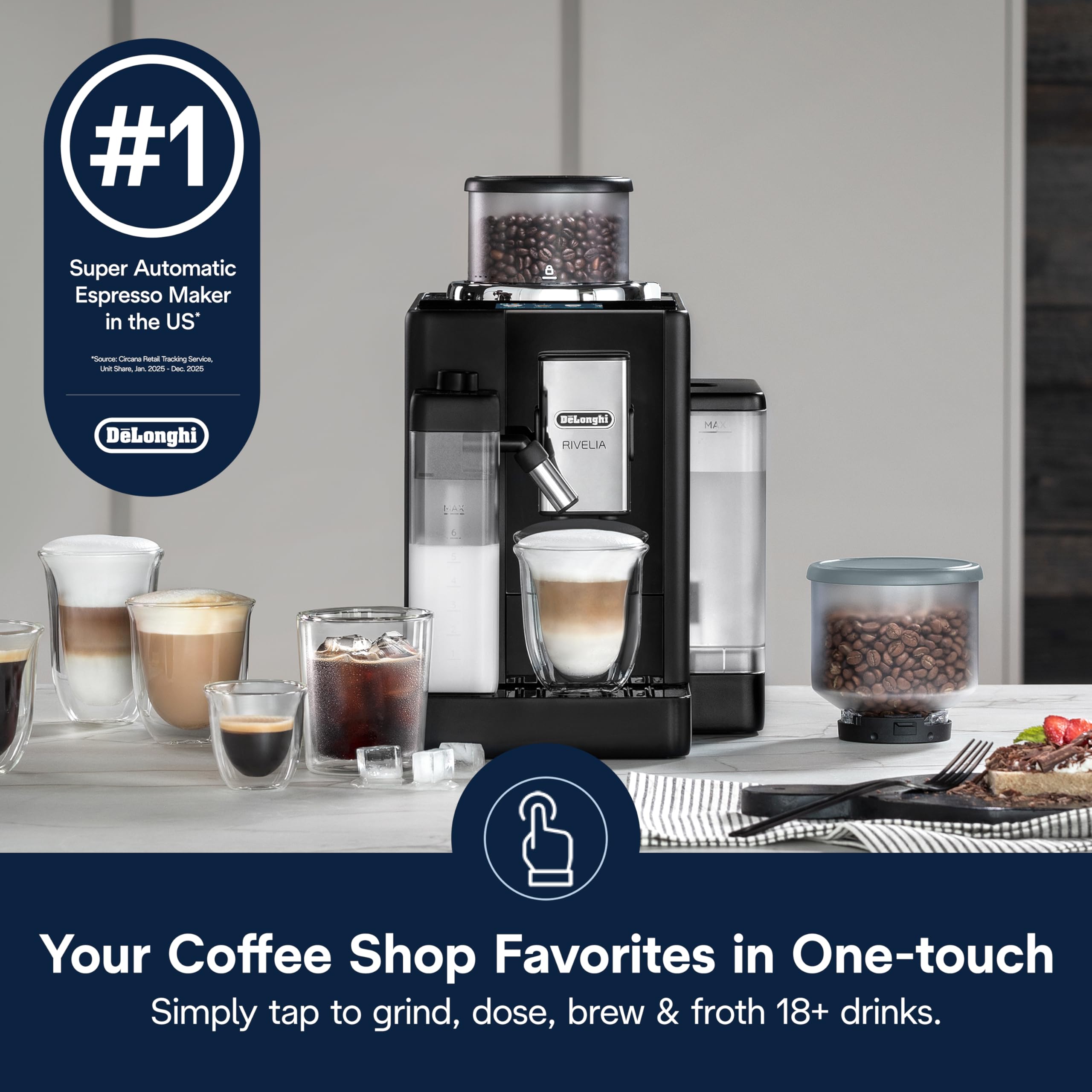 De'Longhi Máquina de café expresso automática Rivelia com moedor e