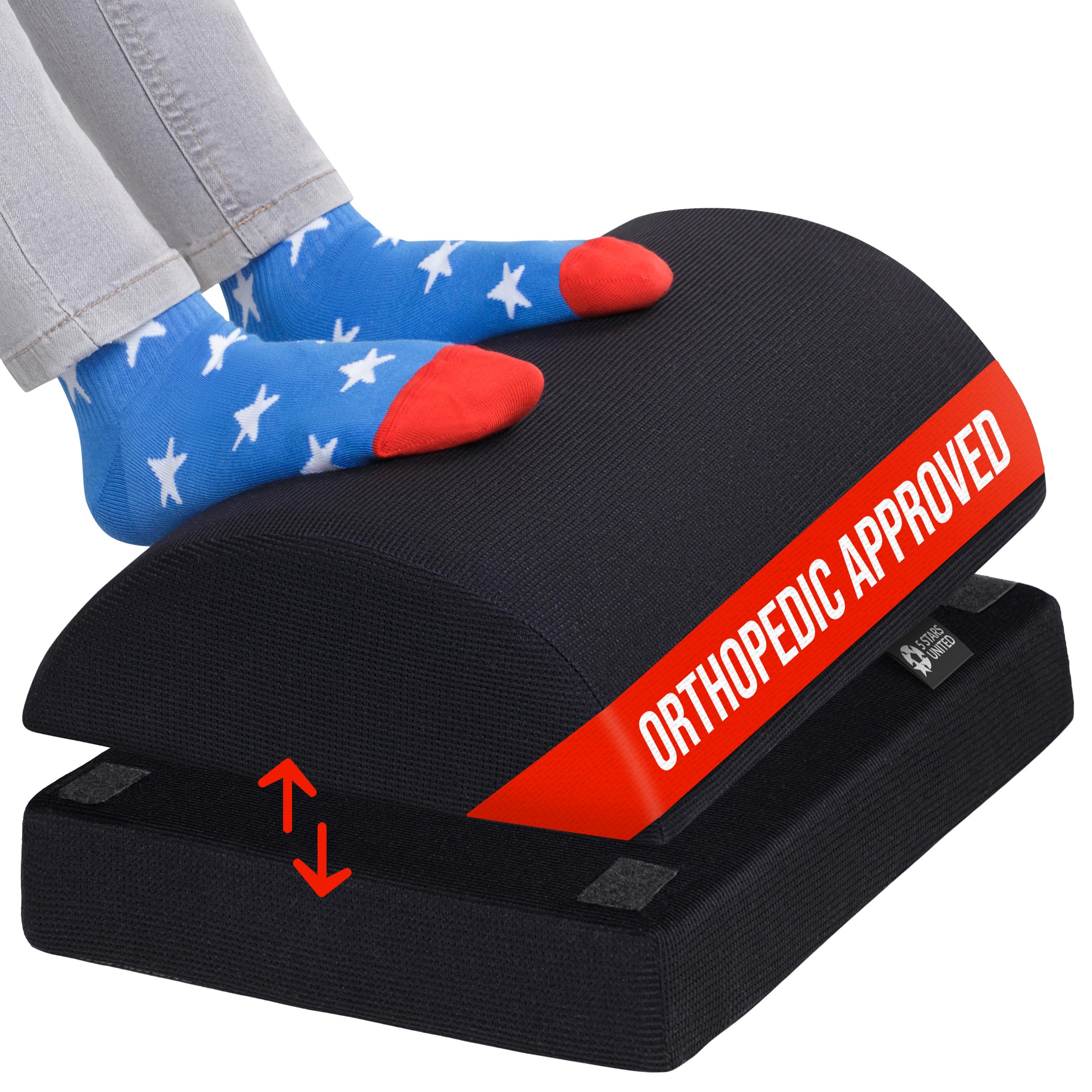 Foot Rest Under Desk Cushion - Adjustable Height 15 cm - Foot Stool - Premium Ergonomic Pad for Extra Leg Support - Breathable Mesh Cover - Non-Slip Bottom - Home Office Accessories