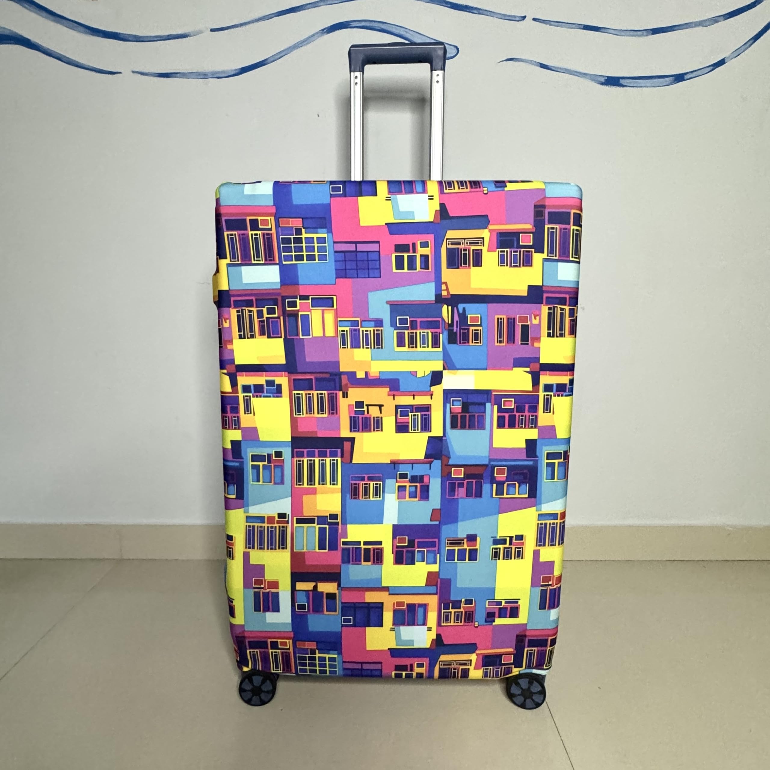 Printed Luggage Cover for Traveling Bag & Suitcase - Stretchable & Scratchproof Trolley Protector with Velcro Lock & Lightweight Washable Material(Suitcase Bag Not Included, Only Cover in Product) 4