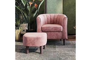 Sophisticated Floral Velvet Accent Chair with Ottoman
