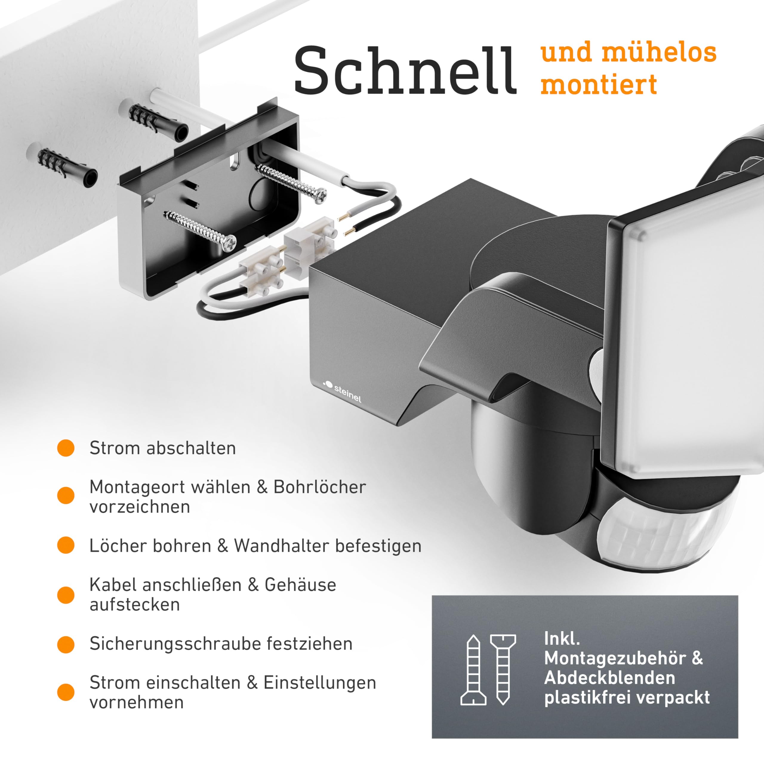 Steinel LED Strahler XLED Protect S Anthrazit, 180°/10 m Bewegungsmelder, 14.3 W, IP54
