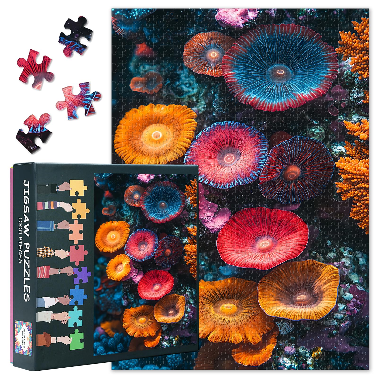 Jigsaw Puzzles 1000 Pieces for Adults & Seniors, Coral Formations, 70 x 50 cm Professional Grade Cardboard, Large Poster Included, Therapeutic & Calming Activity, Gift Box Packaging