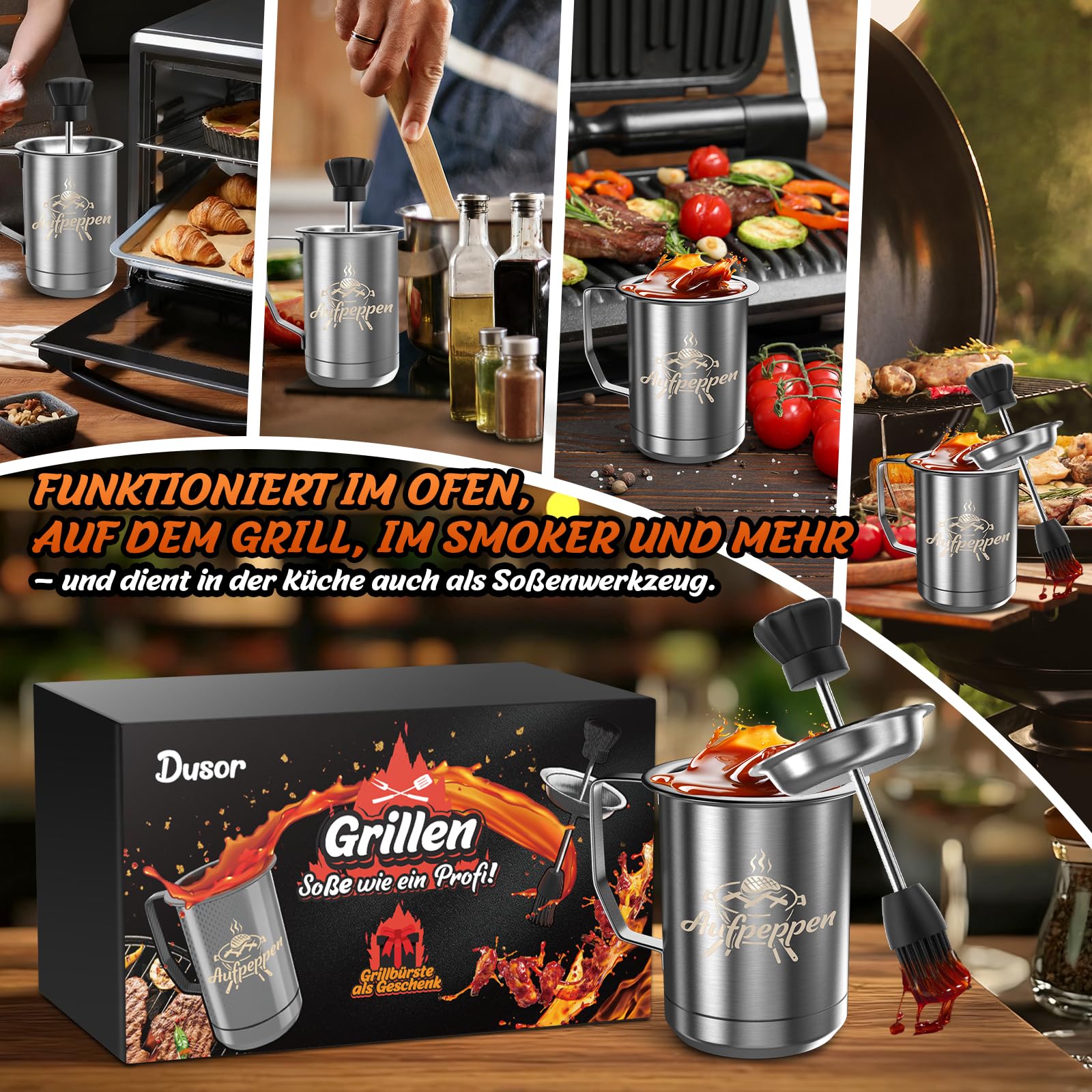 Dusor Regali per uomini, spazzola per barbecue, regali di compleanno per papà/lui/nonno, regali da uomo per calze di Natale per uomini/donne, regali per papà accessori per barbecue