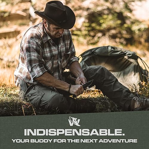 Miniatura 7 de ODENWOLF WOLF-I - Cuchillo de supervivencia de espiga completa con vaina, elegante cuchillo táctico de hoja fija, hecho de acero 440C, cuchillo de