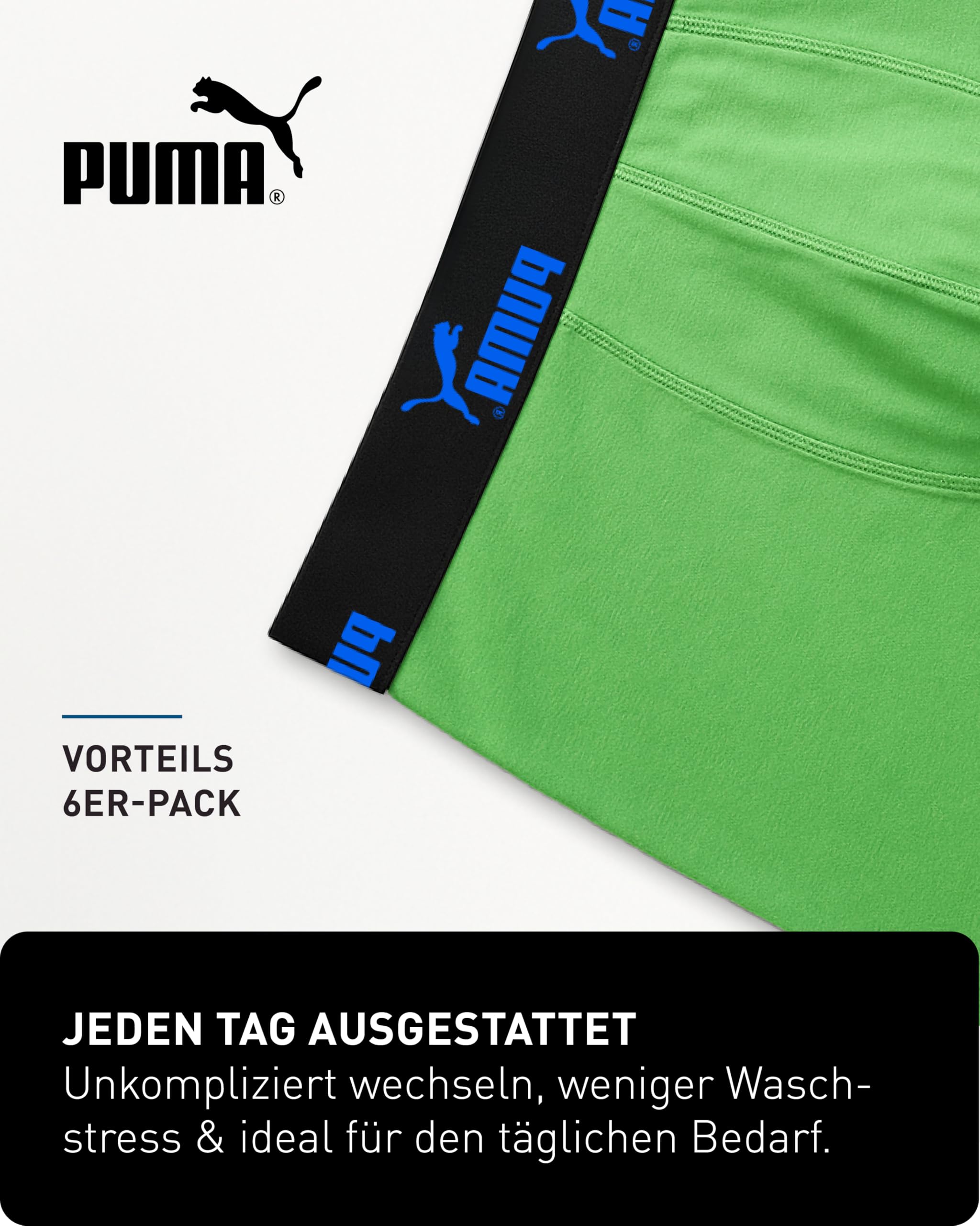 PUMA Boxershorts für Herren, Basic-Modell, limitierte Auflage, Schwarz, 6er Pack