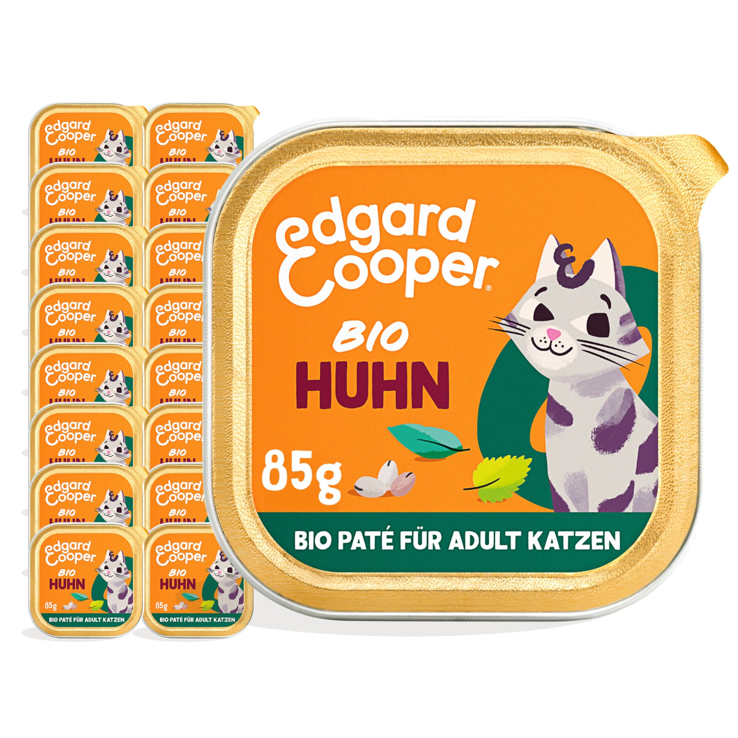 Edgard & Cooper Comida húmeda para Gatos (Pollo orgánico, 85 g x 16), orgánico, sin Cereales, Lleno de Carne Fresca e Ingredientes Naturales, Adecuado para Gatos esterilizados y Activos, Alto