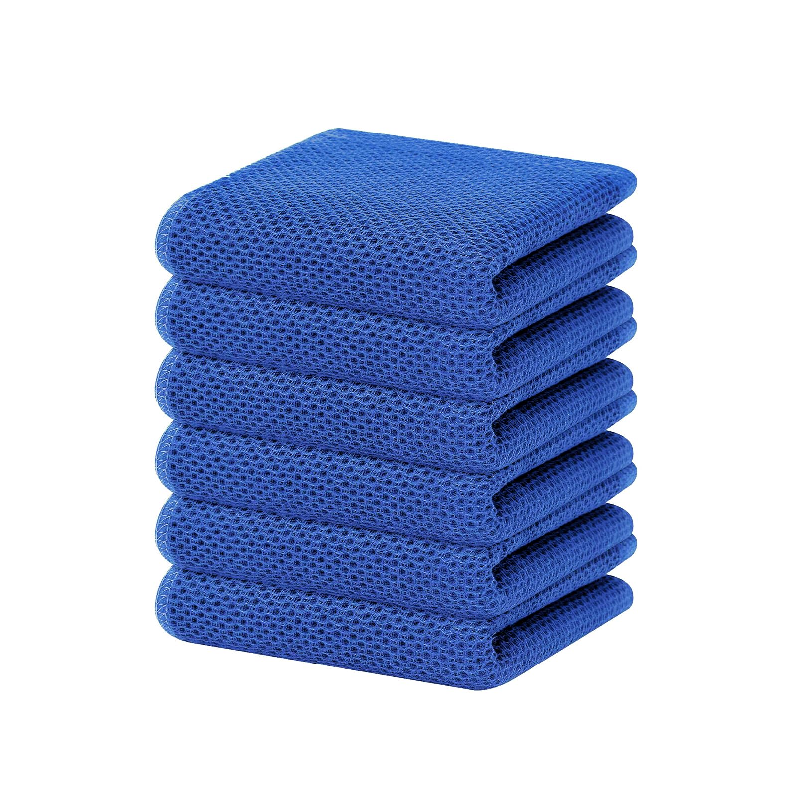 Homaxy 100% Cotton Waffle Weave Kitchen Dish Towels 6-Pack, Blueberry