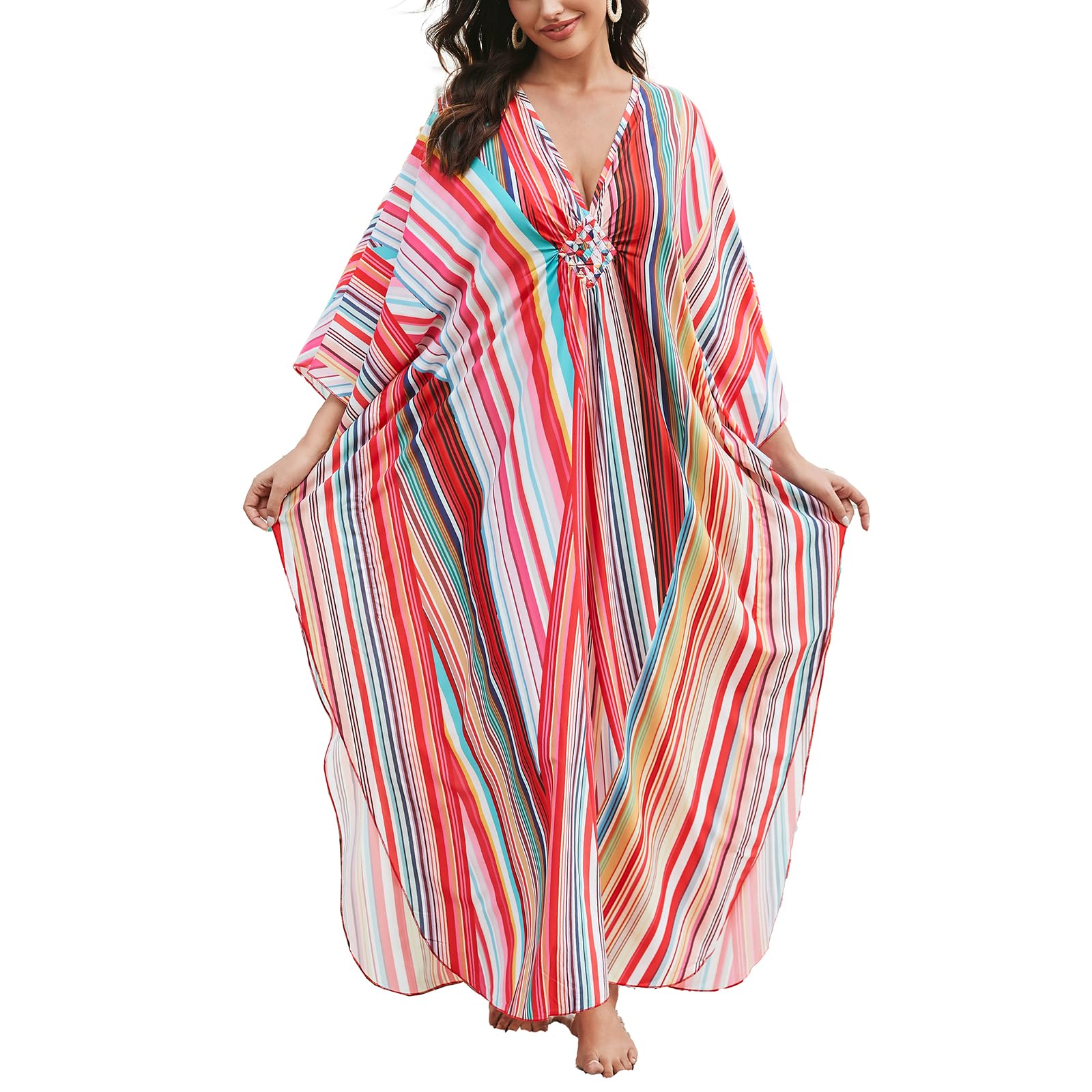 sunforyou Kaftan Dresses for Women Stylish Caftans Plus Size Beach Cover up Soft Loungewear
