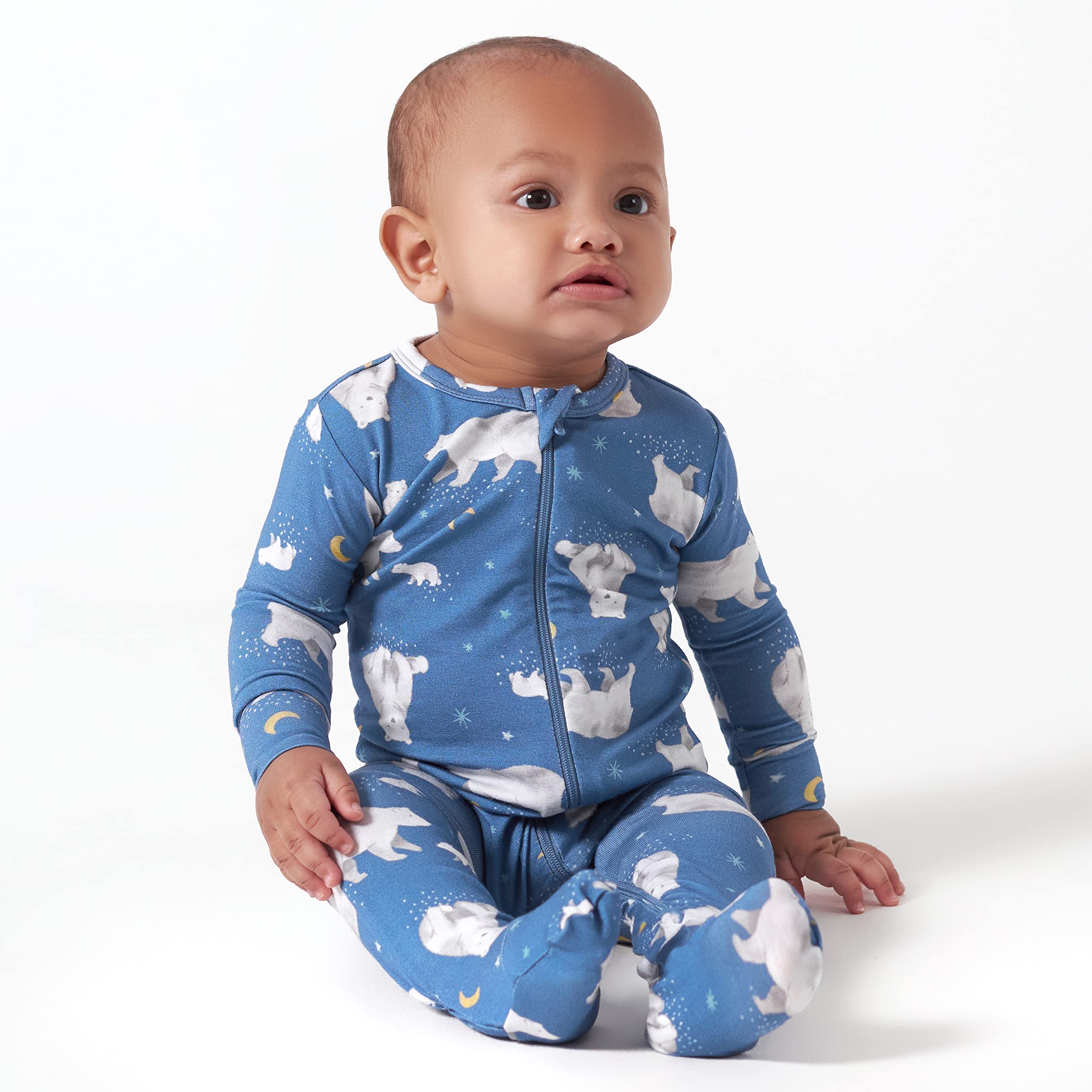 Gerber Unisex Baby Toddler Buttery Soft Snug Fit Footed Pajamas with Viscose Made from Eucalyptus, Polar Bear, 3-6 Months