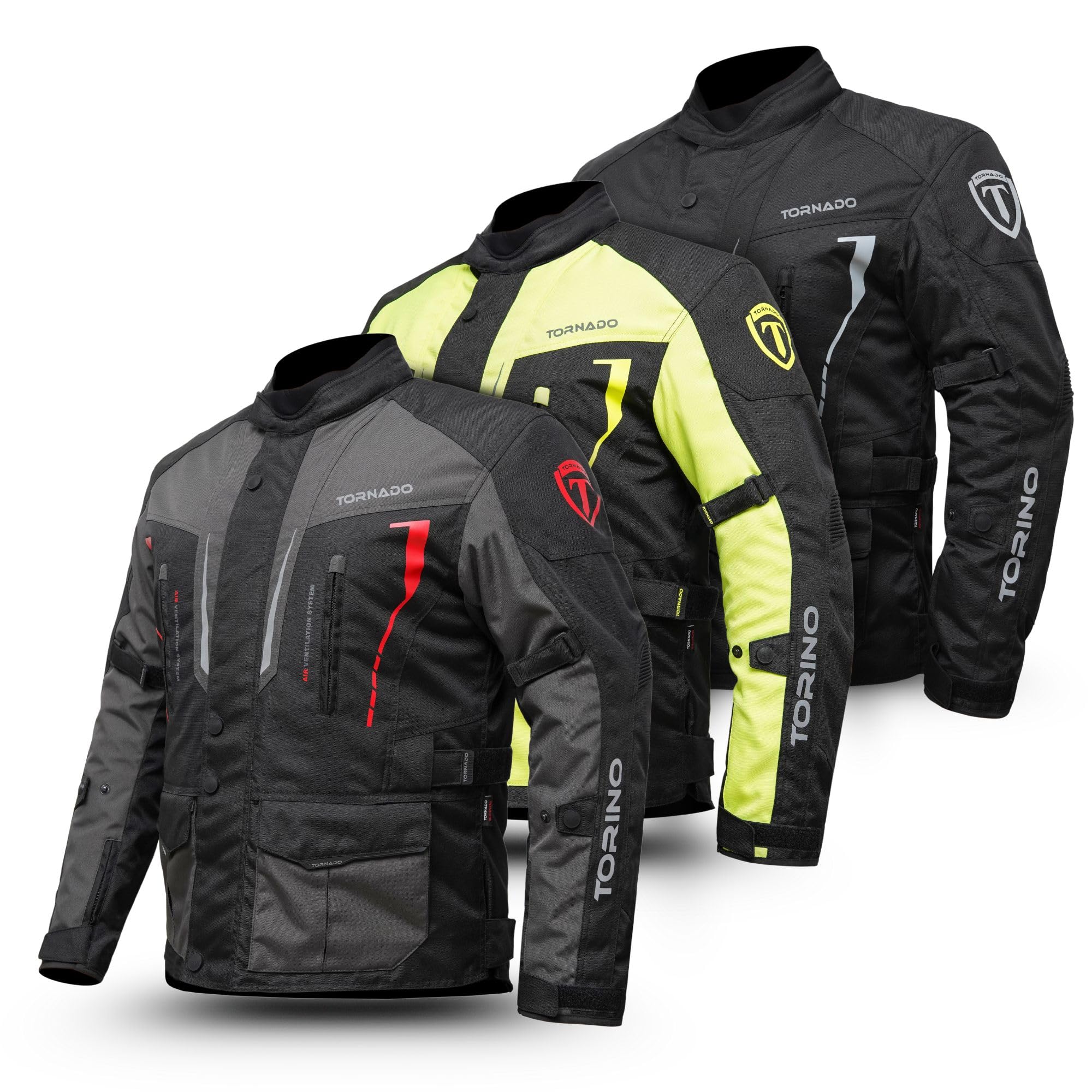 Tornado Torino Men’s Armoured Motorcycle Jacket UK | CE Approved Protective Biker Textile Jacket | Waterproof & Windproof Touring Motorbike Riding Gear – All Season