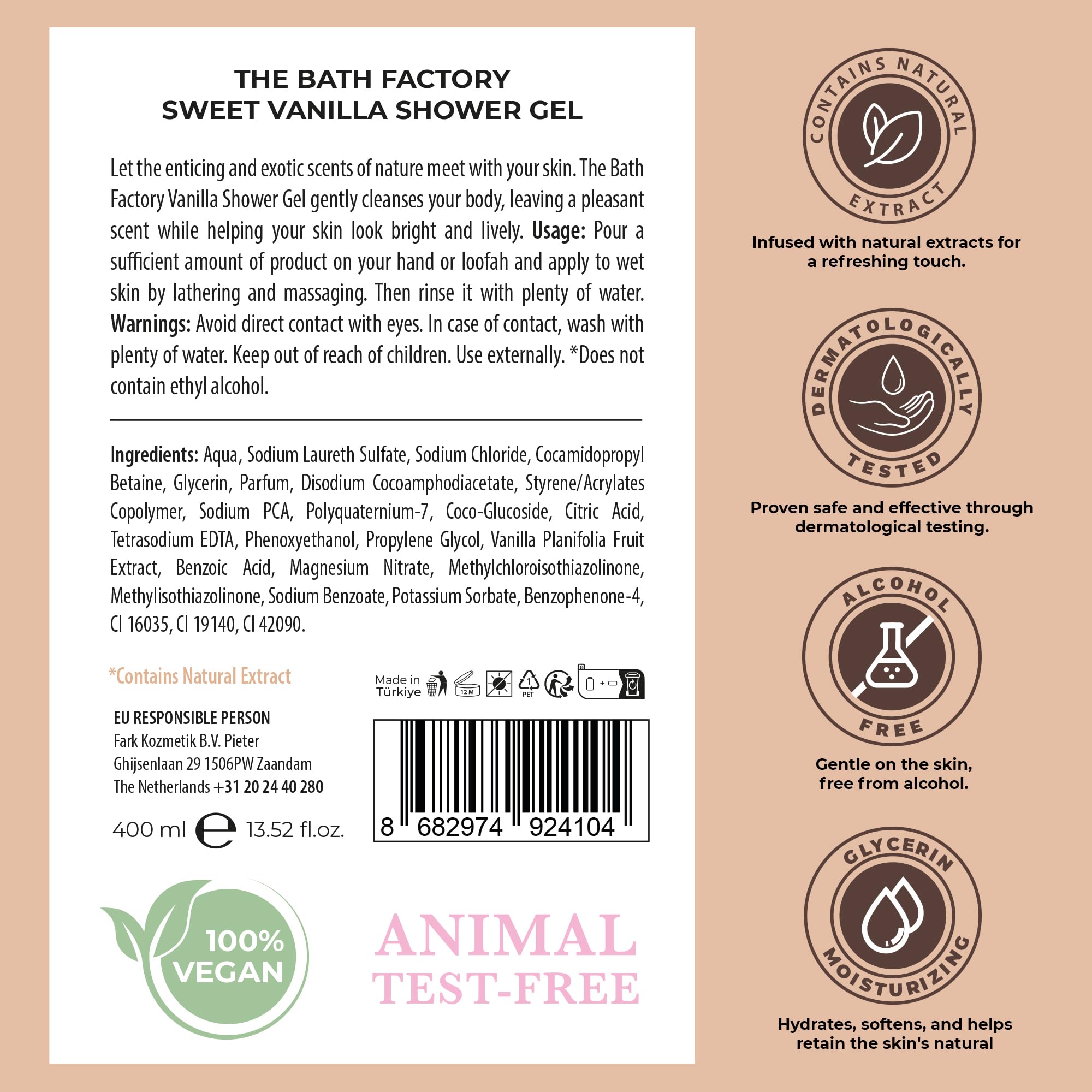 The Bath Factory Shower Gel for Body Wash, Multicolor, 400 ml (Pack of 1) - Image 2