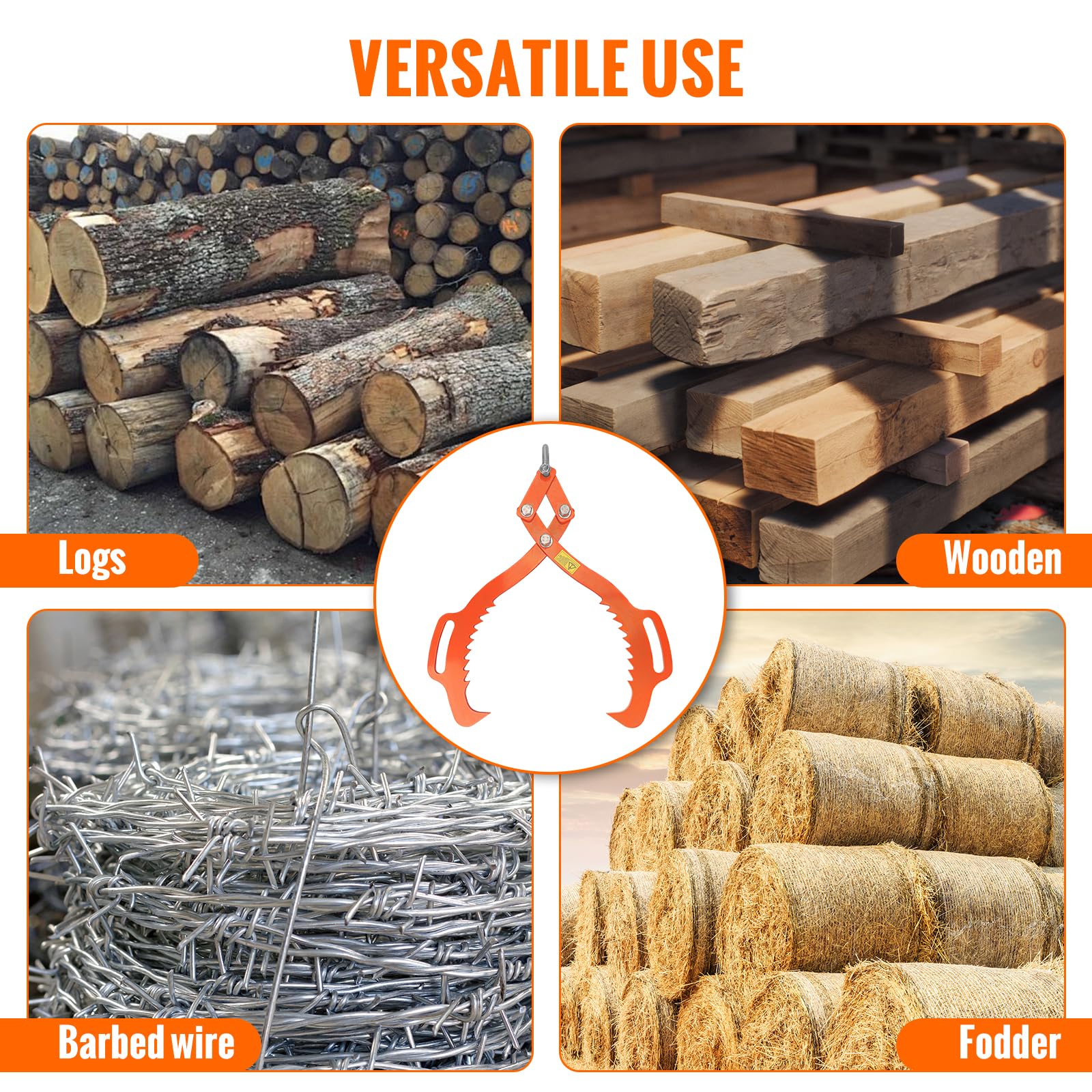 21" Pinza per Tronchi di Legno, Pinza Forestale per Tronchi a 700 kg con Presa Morbida per la Raccolta di Legna da Ardere, il Sollevamento di Ceppi e Legname