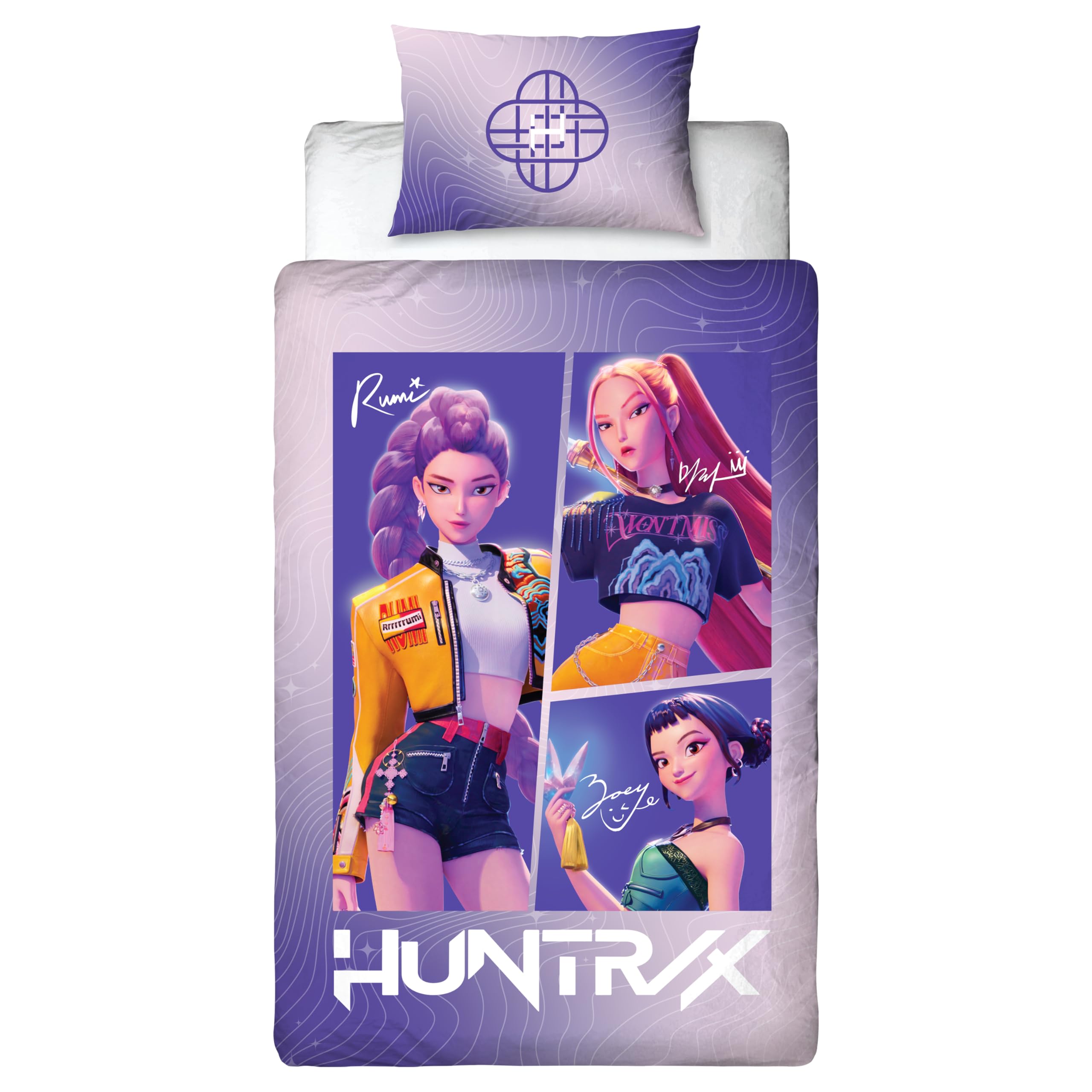 K-Pop Demon Hunters - Prodotto con licenza ufficiale | Set copripiumino singolo | Design “Unite” reversibile su entrambi i lati, con federa abbinata | Perfetto per la cameretta dei bambini