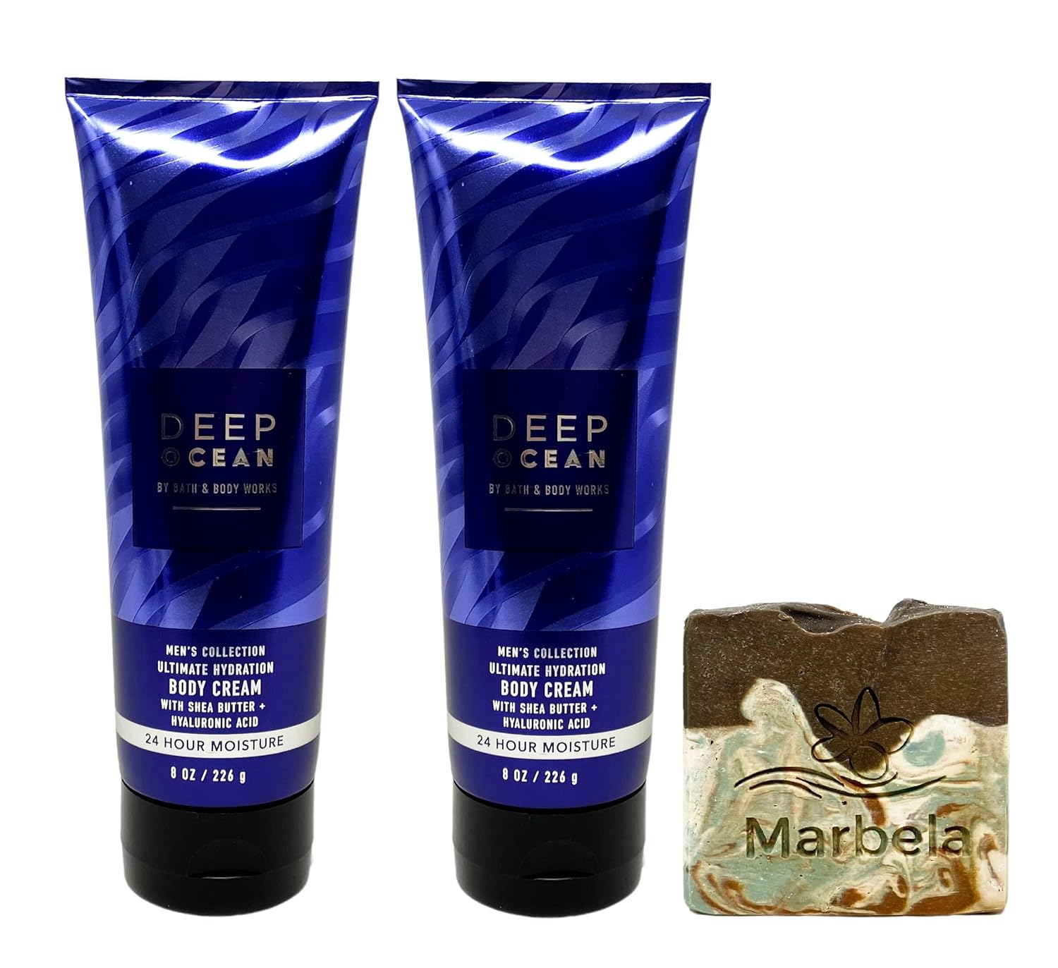 Bath & Body Works Men's Collection Deep Ocean 2 Piece Ultimate Hydration Body Cream Gift Set with a Cabin Spice Bar Soap - Full Size