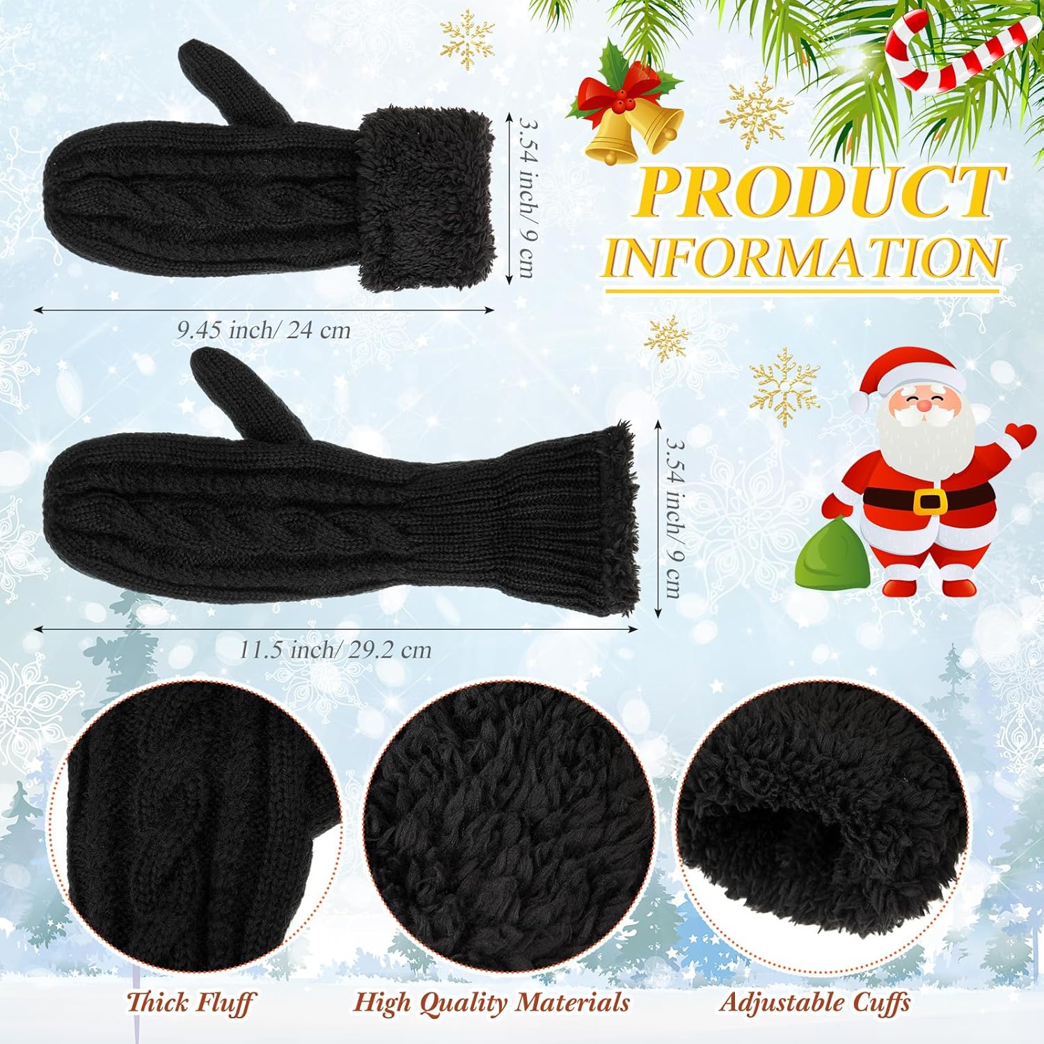 Geyoga Winter Warm Mittens for Women Cozy Thick Knitted Gloves Soft Lining Cold Weather Accessories Gifts - Image 2