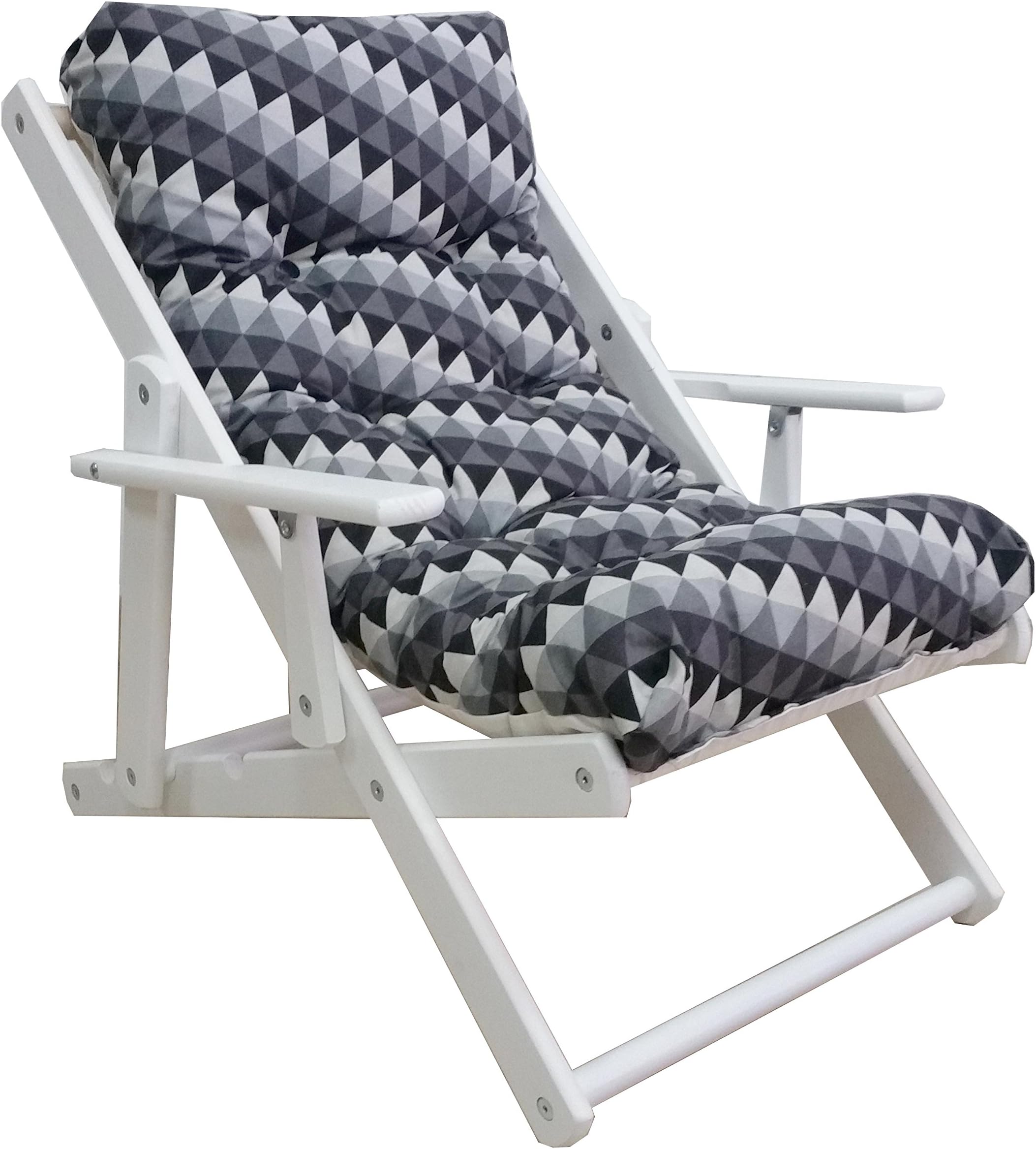 Armchair Chair Sun Lounger Relax 3 Positions of Wood Folding Padded Chair Cushion with 100 cm Color As In The Picture London