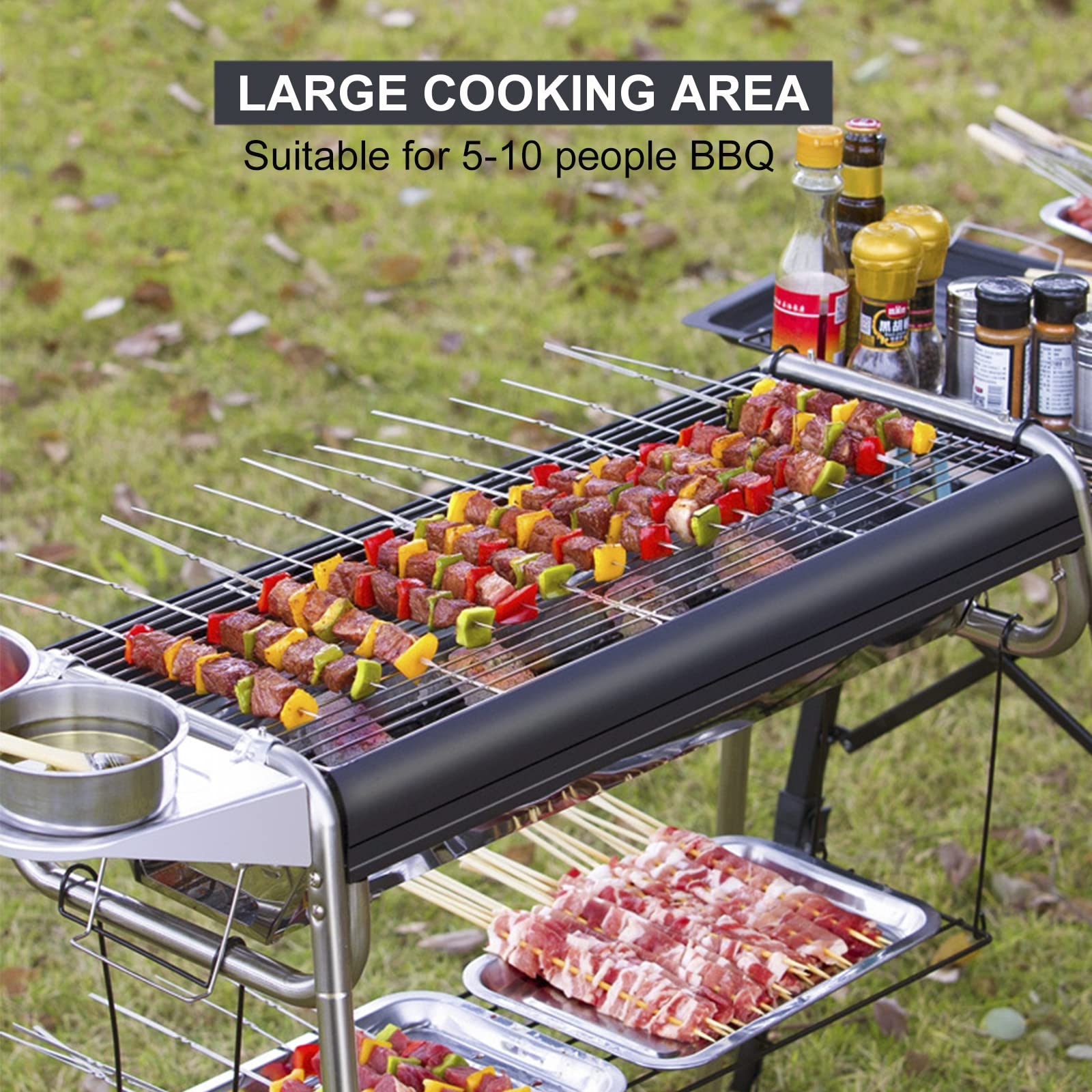 Griglia A Carbone Portatile Pieghevole | 34x23cm | Verde | Per Campeggio, Picnic E Spiaggia - Foto 8