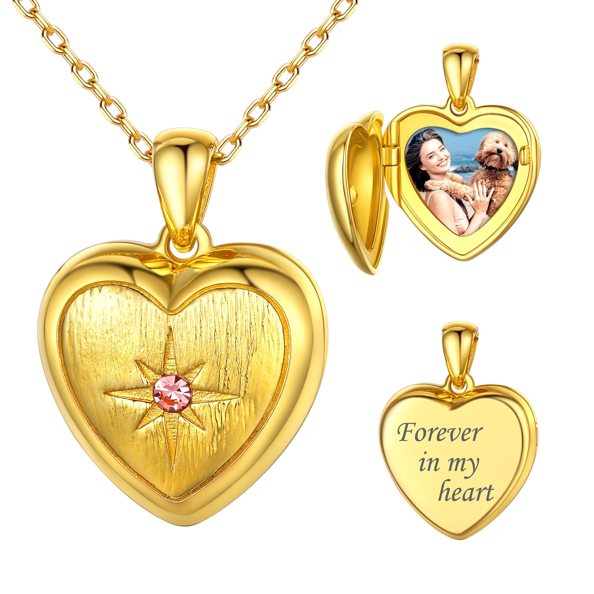 SILVERCUTE personalisiert Foto Kette 925 Sterling Silber Herz Medaillon zum Öffnen einzigartiges Bilder Souvenir Andenken Schmuck mit Rolokette 40/45/55cm
