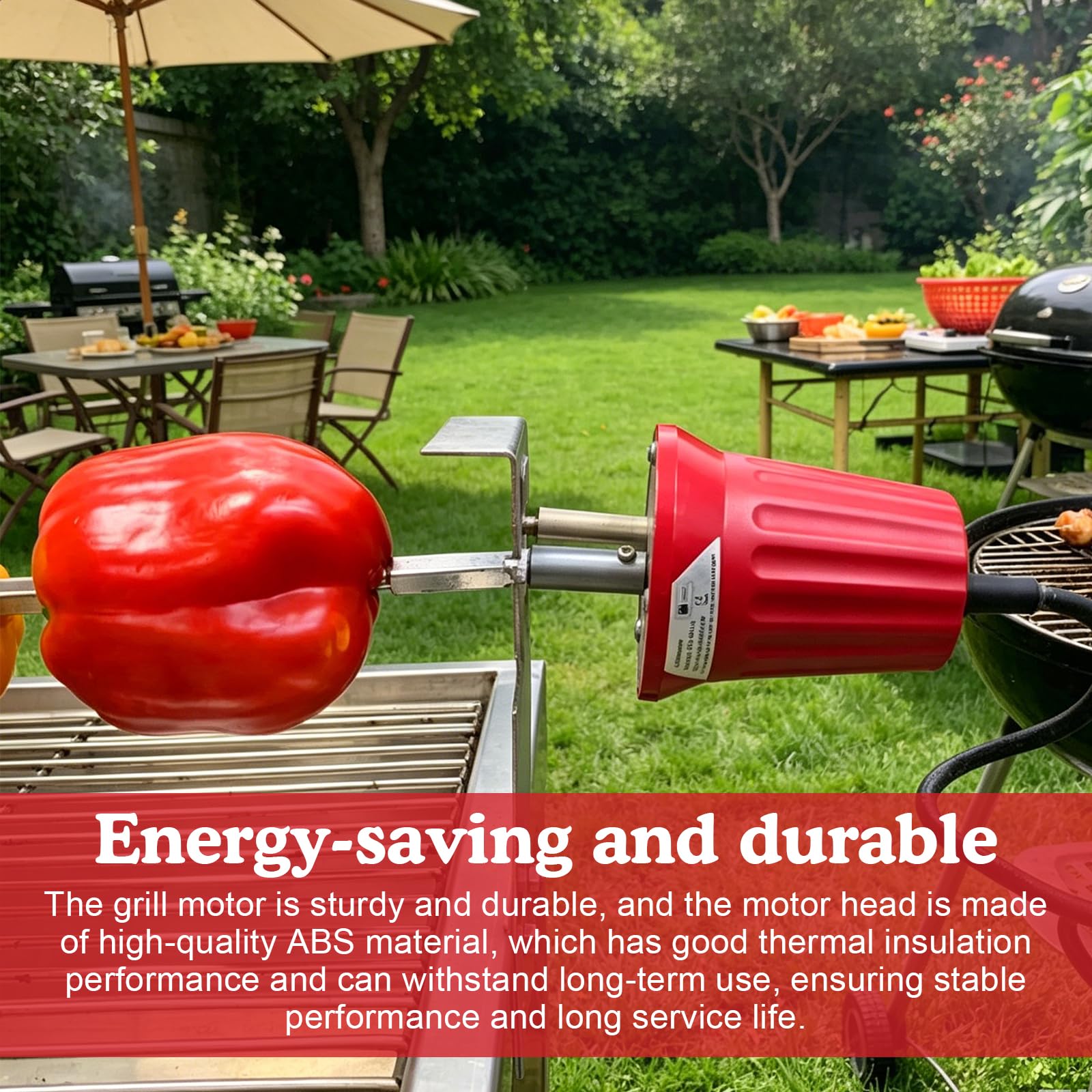GBKDQQ Grillmotor, Barbecue Grillmotor, DC 220V-240V Elektromotor Grill, ABS Barbecue Rotator Motor Grill, EU-Stecker, Elektrische Maschine Outdoor BBQ Werkzeug Zubehör(Rot)
