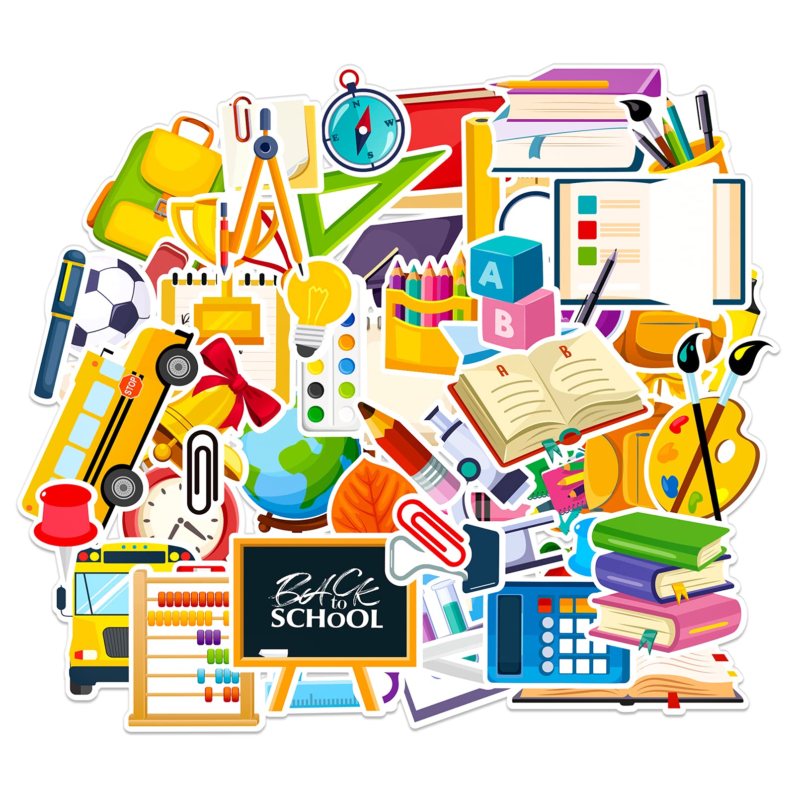 FaCraft Back to School Stickers,60pcs Science Stickers for Students Scrapbook School Stickers for Kids Teens Teacher Stickers for Laptop Water Bottles Classroom Decorations