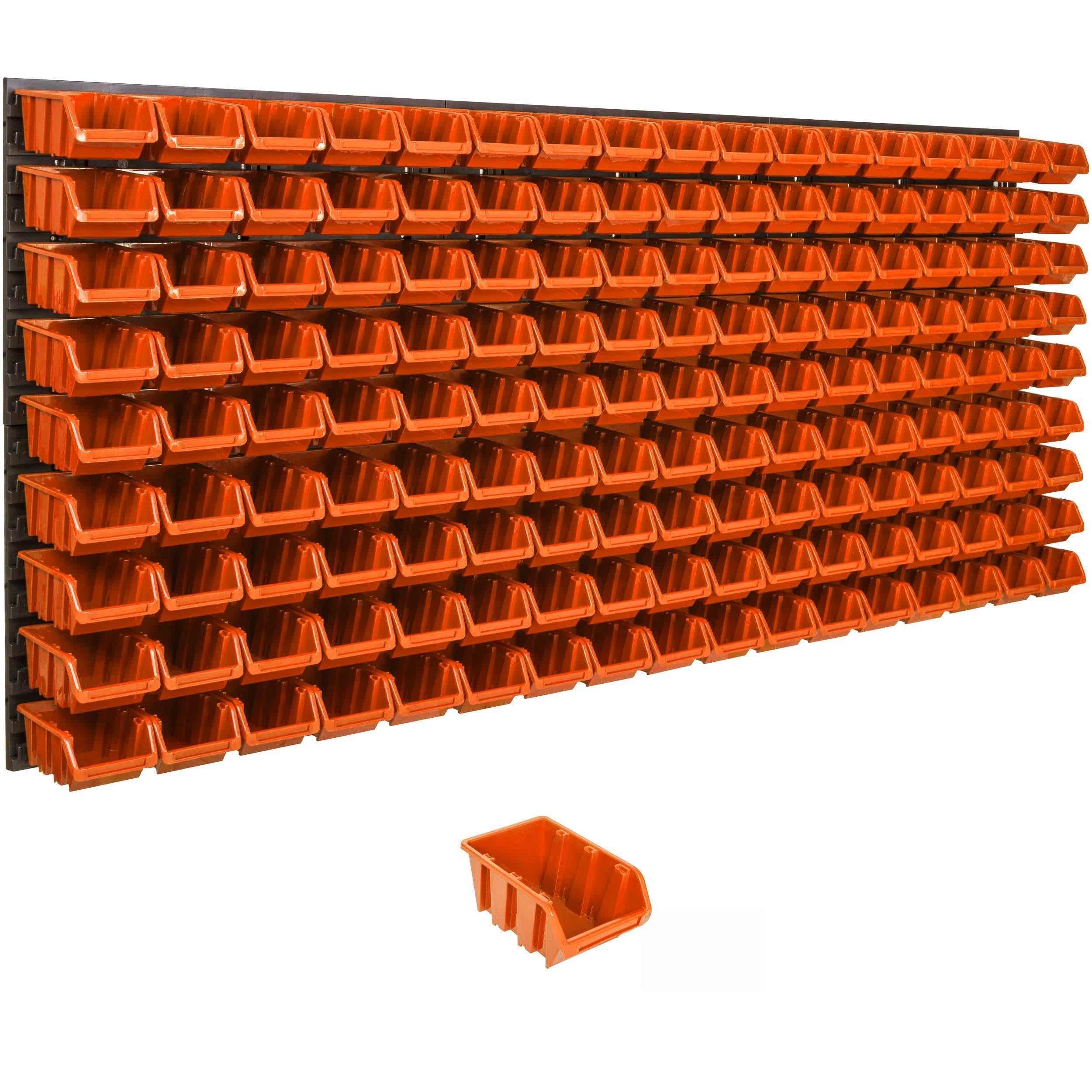 Lot de 153 boîtes - Système de rangement mural - 173 x 78 cm - Boîtes empilables - Boîtes de rangement pour vues - Plaques murales extra solides - Étagère extensible - Étagère d'atelier - Étagère