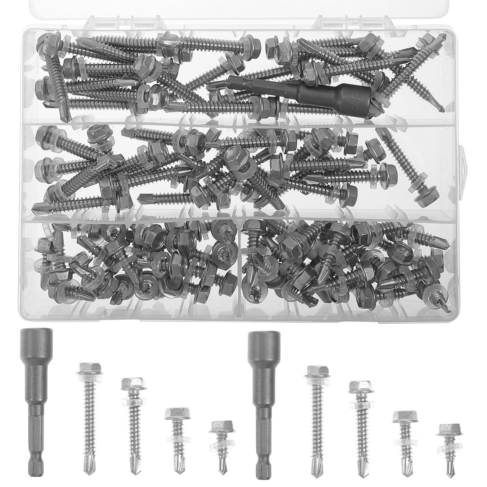 ibasenice 100 Piezas Kit Surtido de Tornillos Autorroscantes de Acero Inoxidable 410 Resistencia Corrosión y Buena Resistencia para Electrodomésticos y Maquinaria