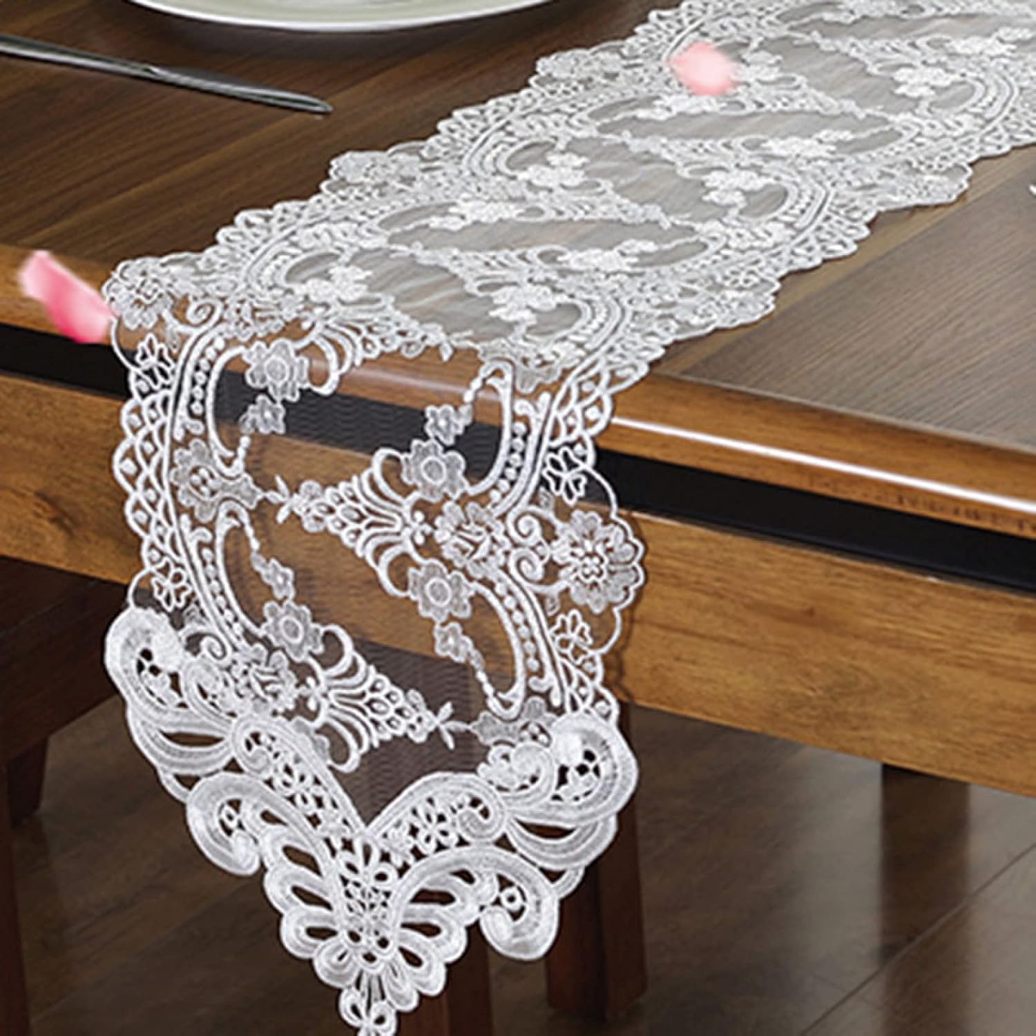 テーブルランナー レース 刺繍 ピンクテーブルクロス 結婚式のため 欧風 田園風 オシャレ テーブルクロス 飾り レース付き 食卓カバー 柄 刺繍 植物柄 長方形 クリスマス 26 70cm 飾り 結婚式 パーティー 記念日 カラー Faz Co Zm