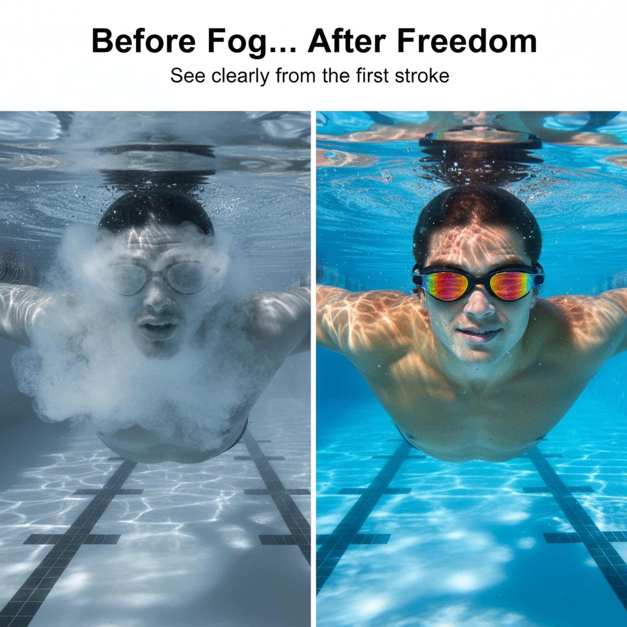 Antivaho Gafas De NatacióN General | Profesional Lentes Galvanizados, ProteccióN UV, 3D Sello De Silicona | Impermeable Gafas Piscina Adultos & Adolescentes - 4