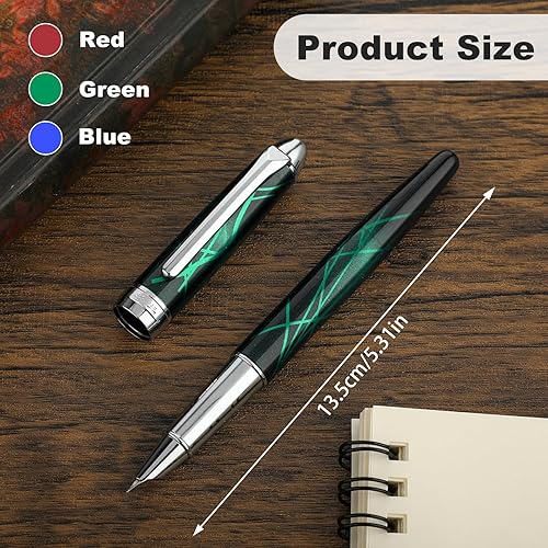 Miniatura 2 de Andibro Pluma estilográfica de metal, punta fina de 0.015 in, aspecto de mármol, bolígrafo de acero inoxidable, bolígrafo de caligrafía de escritura