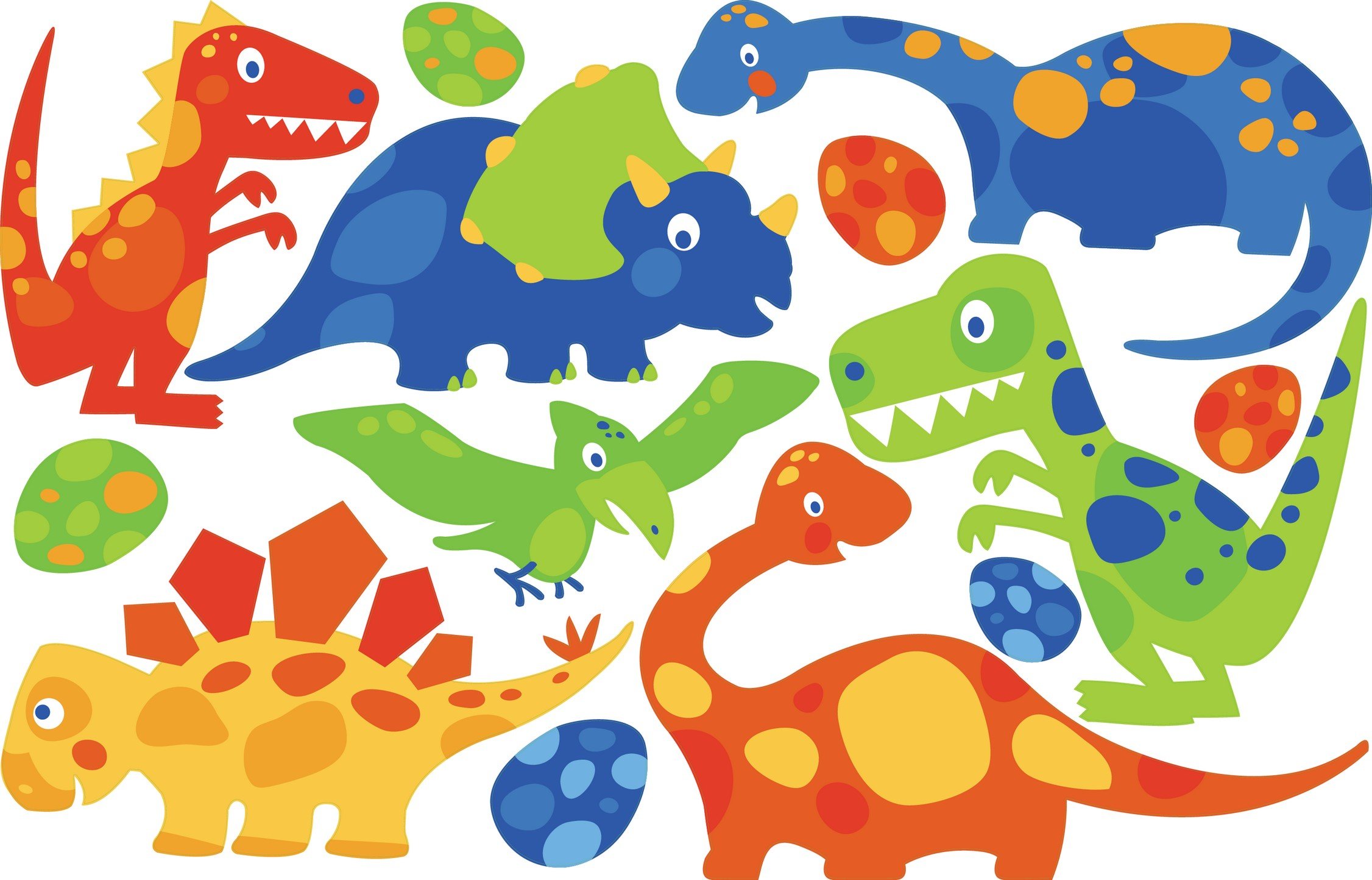 iStickUp Dino Friends Removable Wall Decal, S, Primary Multi