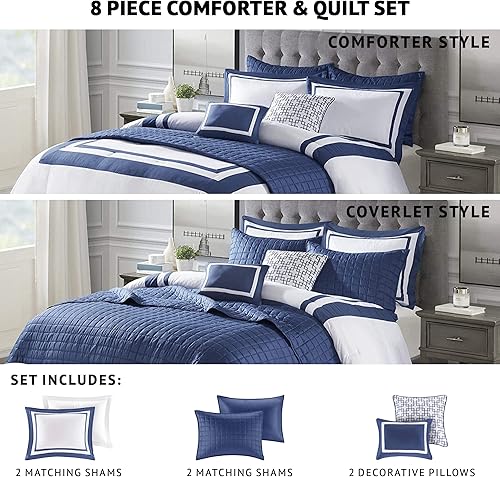 Miniatura 2 de Madison Park Heritage - Juego de colcha y edredón, diseño moderno de lujo, para todas las estaciones, plumón alternativo, fundas a juego, almohadas