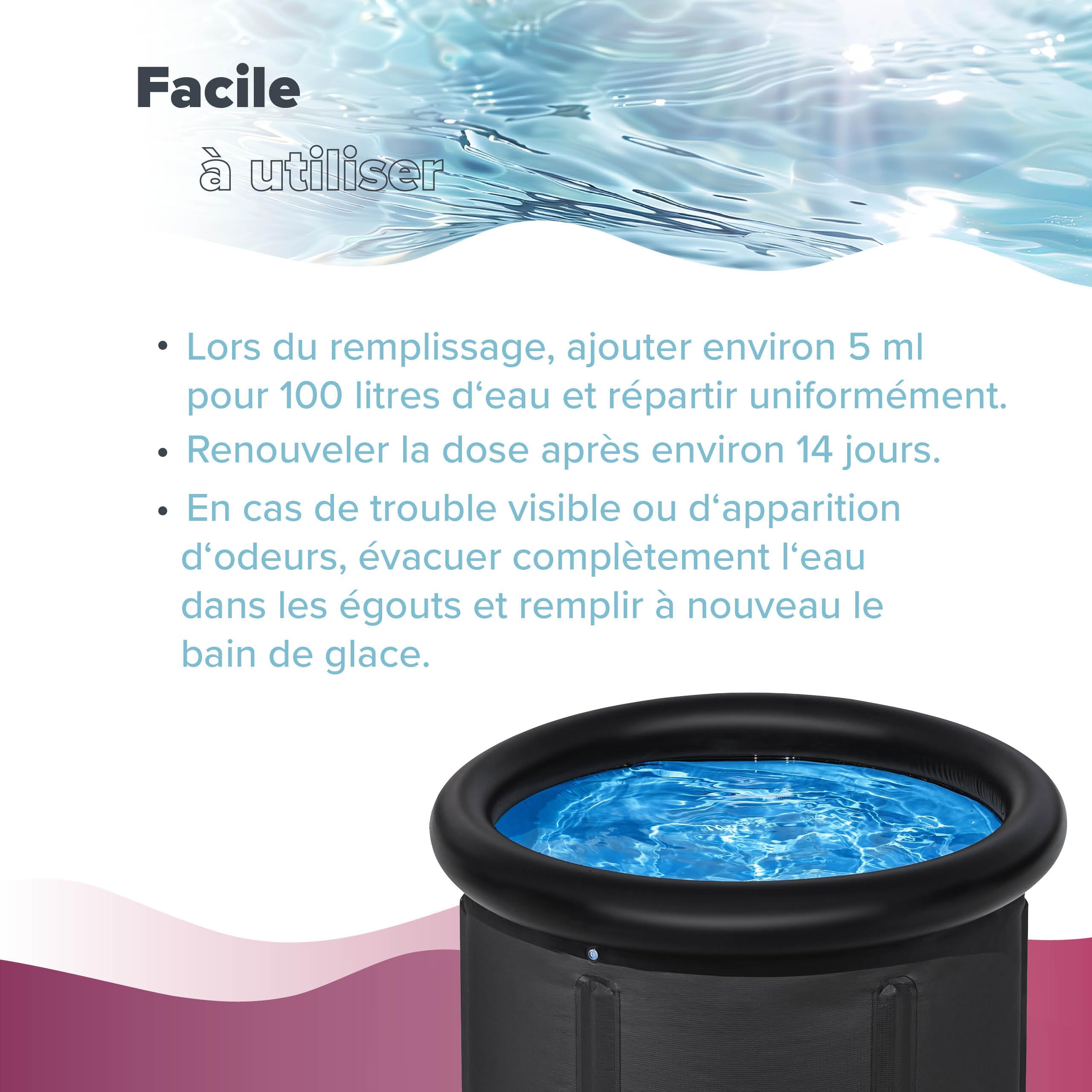 Bayzid Entretien Bain Glacé 6 x 1 L - Désinfection Longue Durée | Traitement de l’Eau sans Chlore pour Bains Froids & Tonneaux de Glace - Anti-Bactéries, Algues et Odeurs