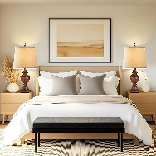 Miniatura 6 de PARTPHONER Juego de 2 lámparas de mesa retro, lámpara de noche para dormitorio, lámparas de mesa rústicas de granja para sala de estar, lámparas de