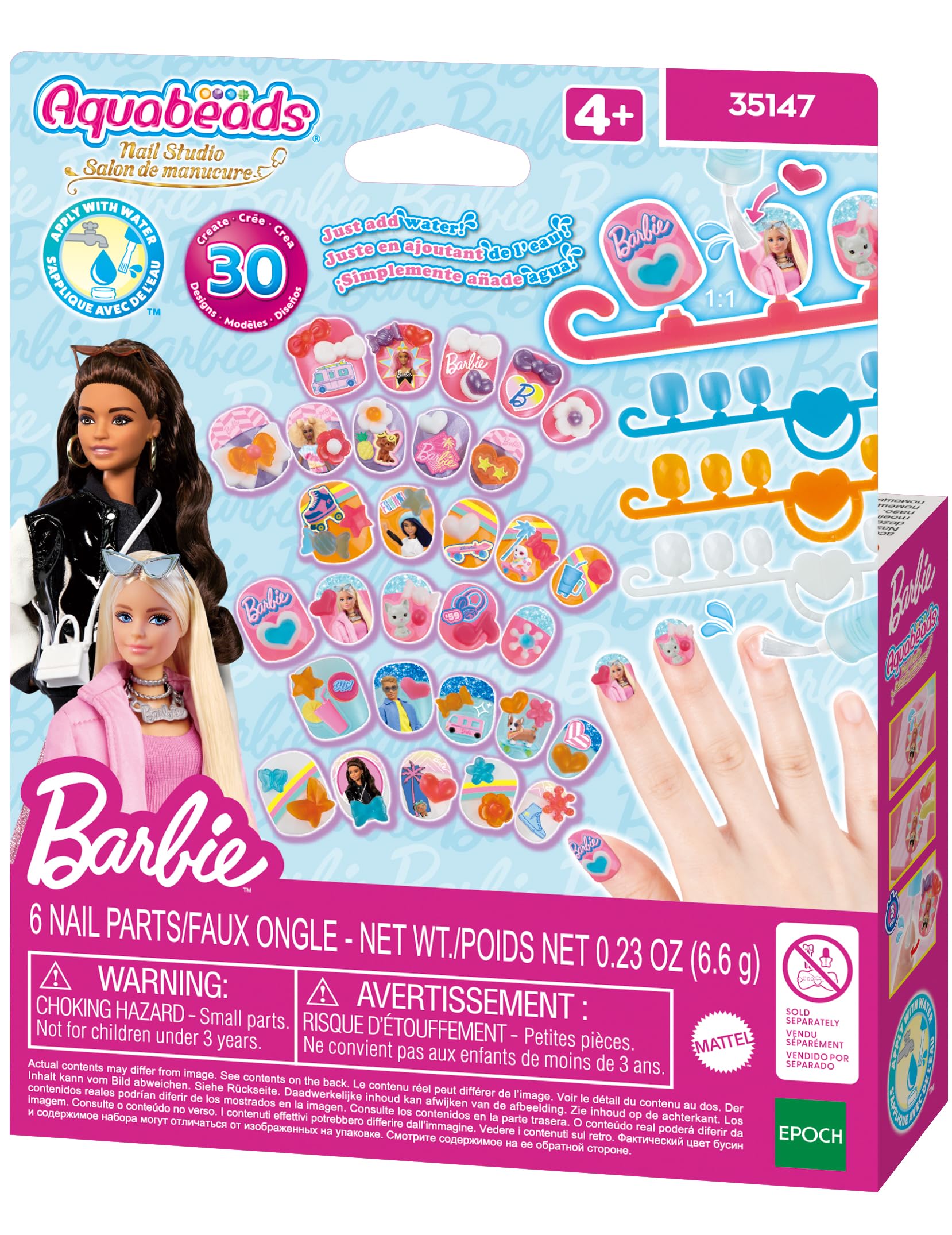 Aquabeads Nail Studio - La recharge d'ongles Barbie - Loisir créatif et activité Manuelle pour Enfants de 4 Ans et + - Manucure Enfants - 35147